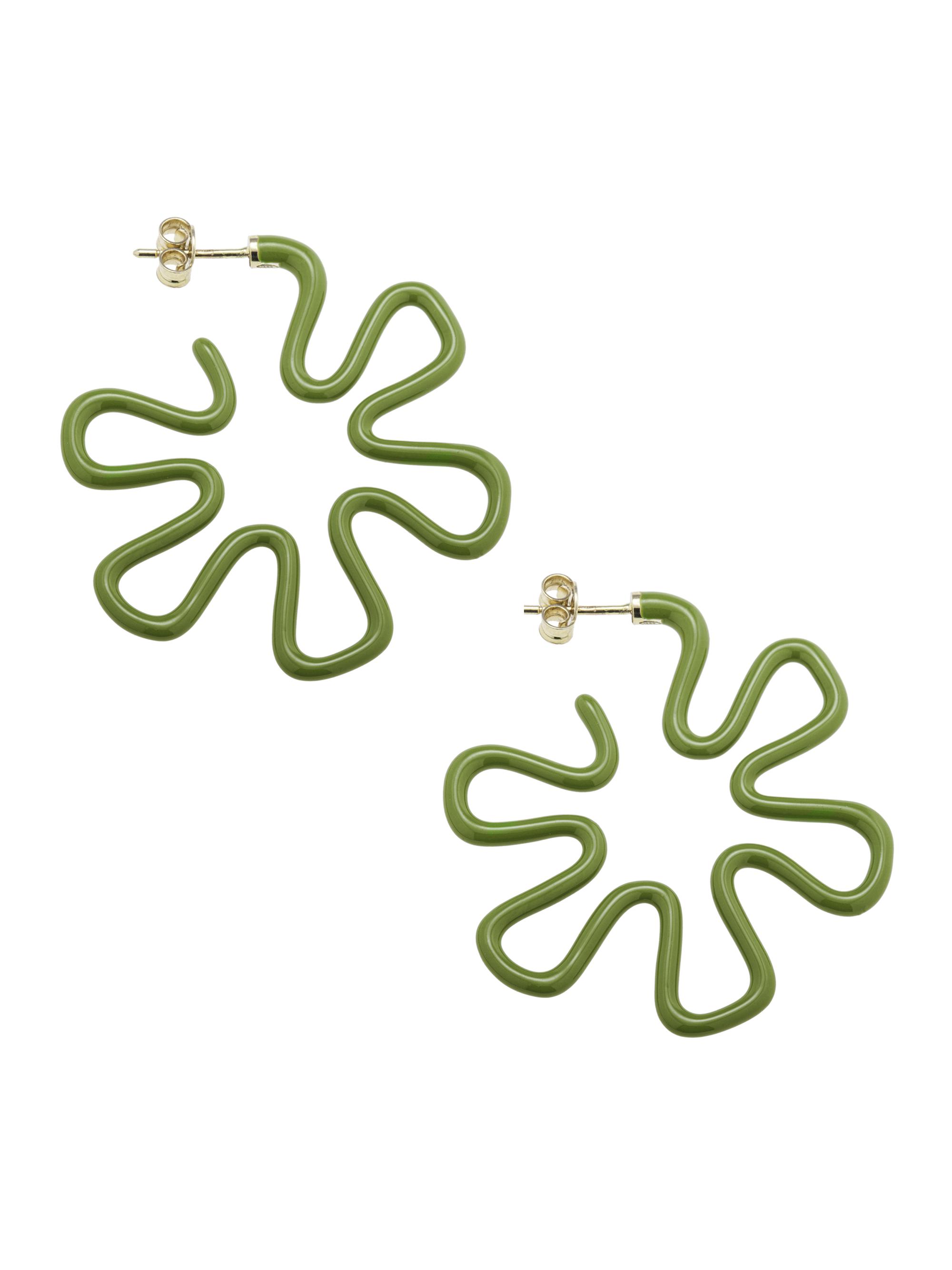 Bea Bongiasca Women's B Pistachio Goldtone & Enamel Flower Hoop Earrings - Yellow Gold