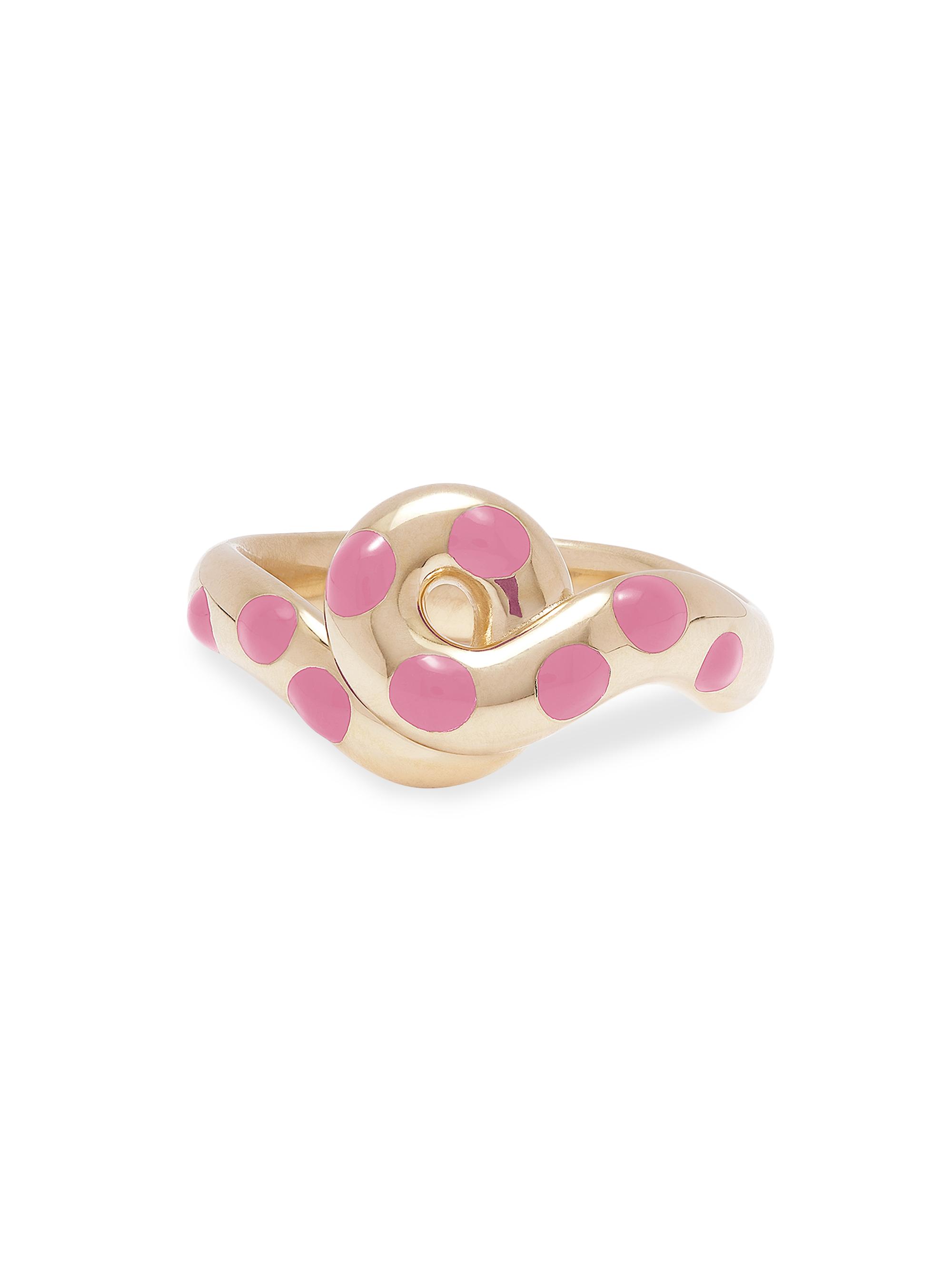 Bea Bongiasca Women's Chunky Wave Polka Dots Goldtone & Enamel Ring - Yellow Gold