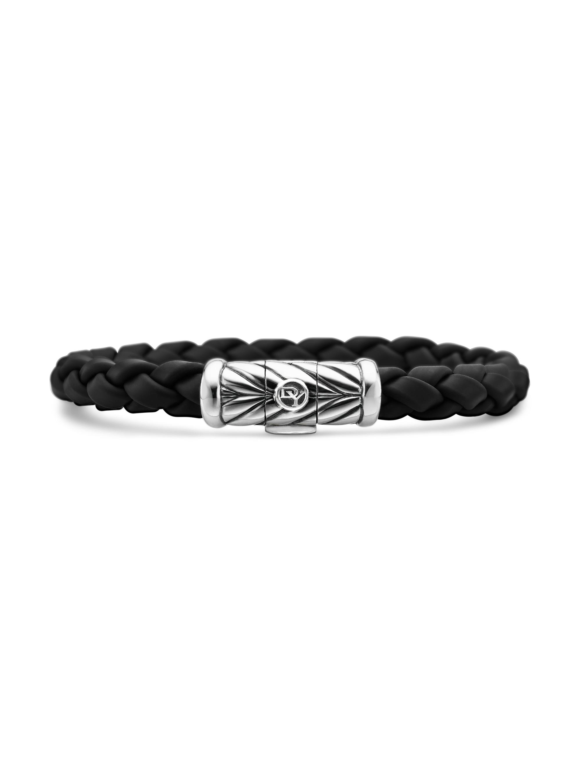 David Yurman Men's Chevron Black Rubber Bracelet - Black