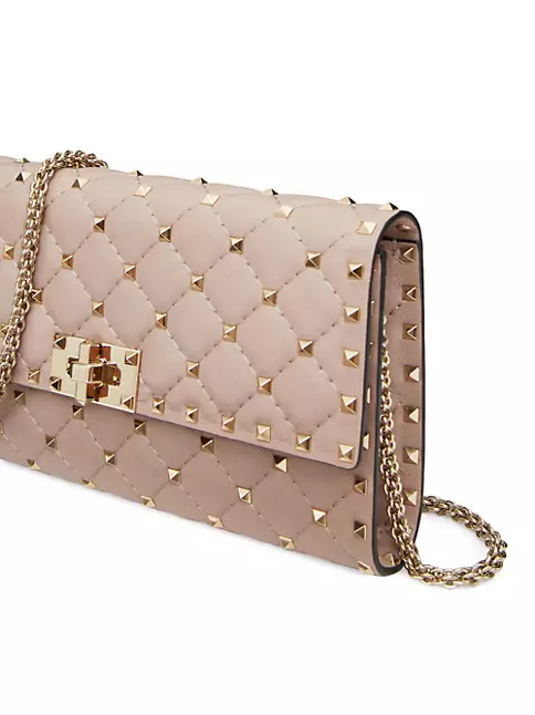 Medium Nappa Rockstud Spike Bag for Woman in Poudre