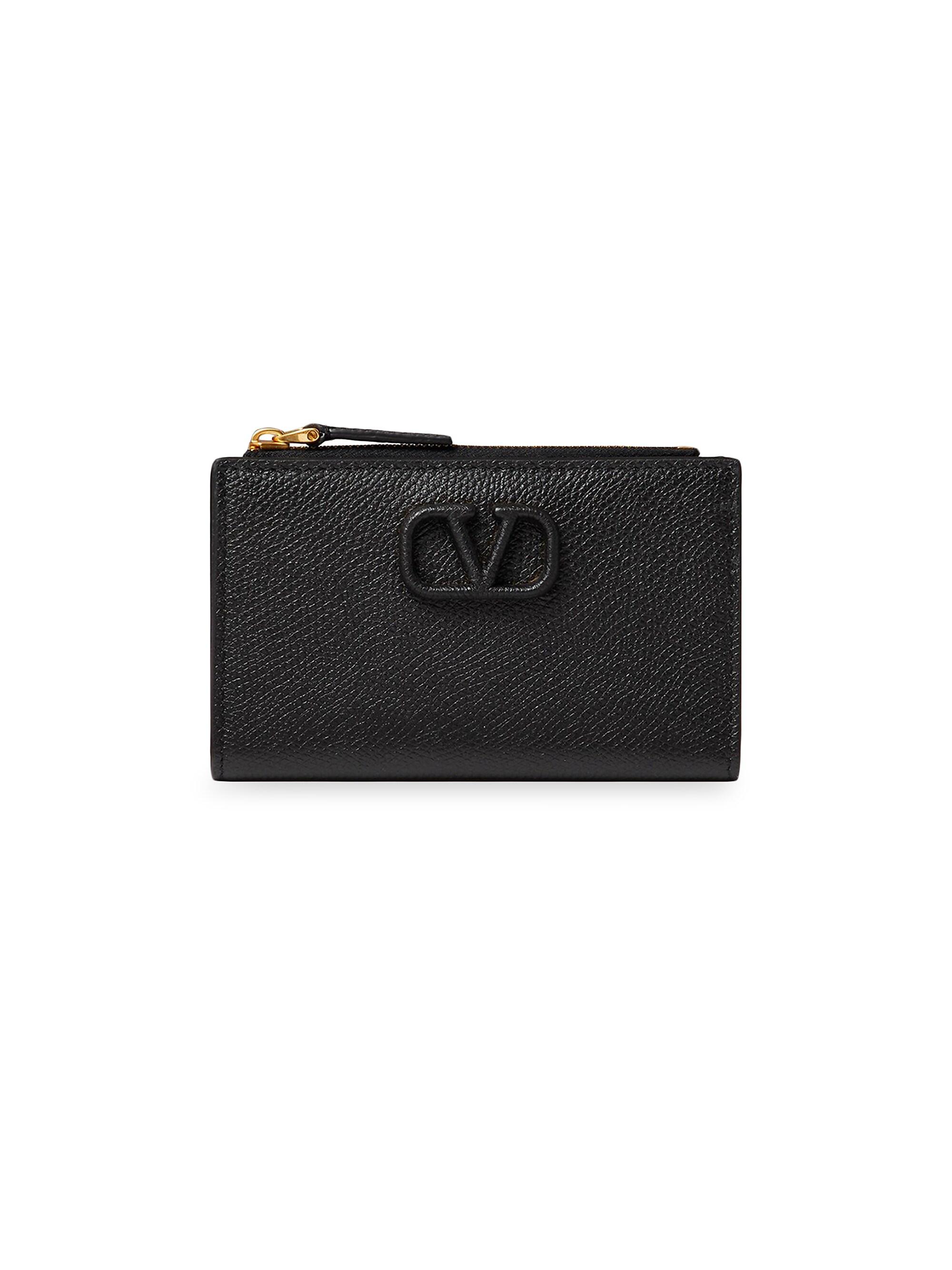 Valentino Garavani Women's Vlogo Signature Grainy Calfskin Cardholder Wth Zipper - Black