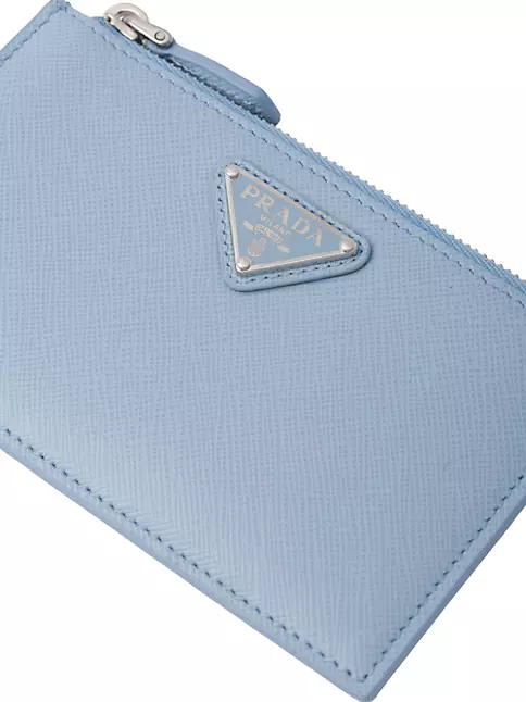 Authentic Prada Blue Saffiano Leather Wallet with Chain