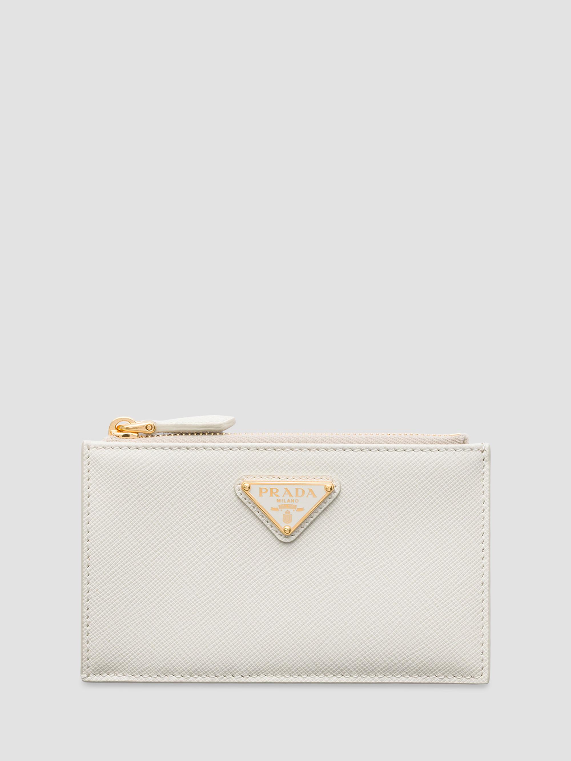 Prada Women's Saffiano Leather Card Holder - White