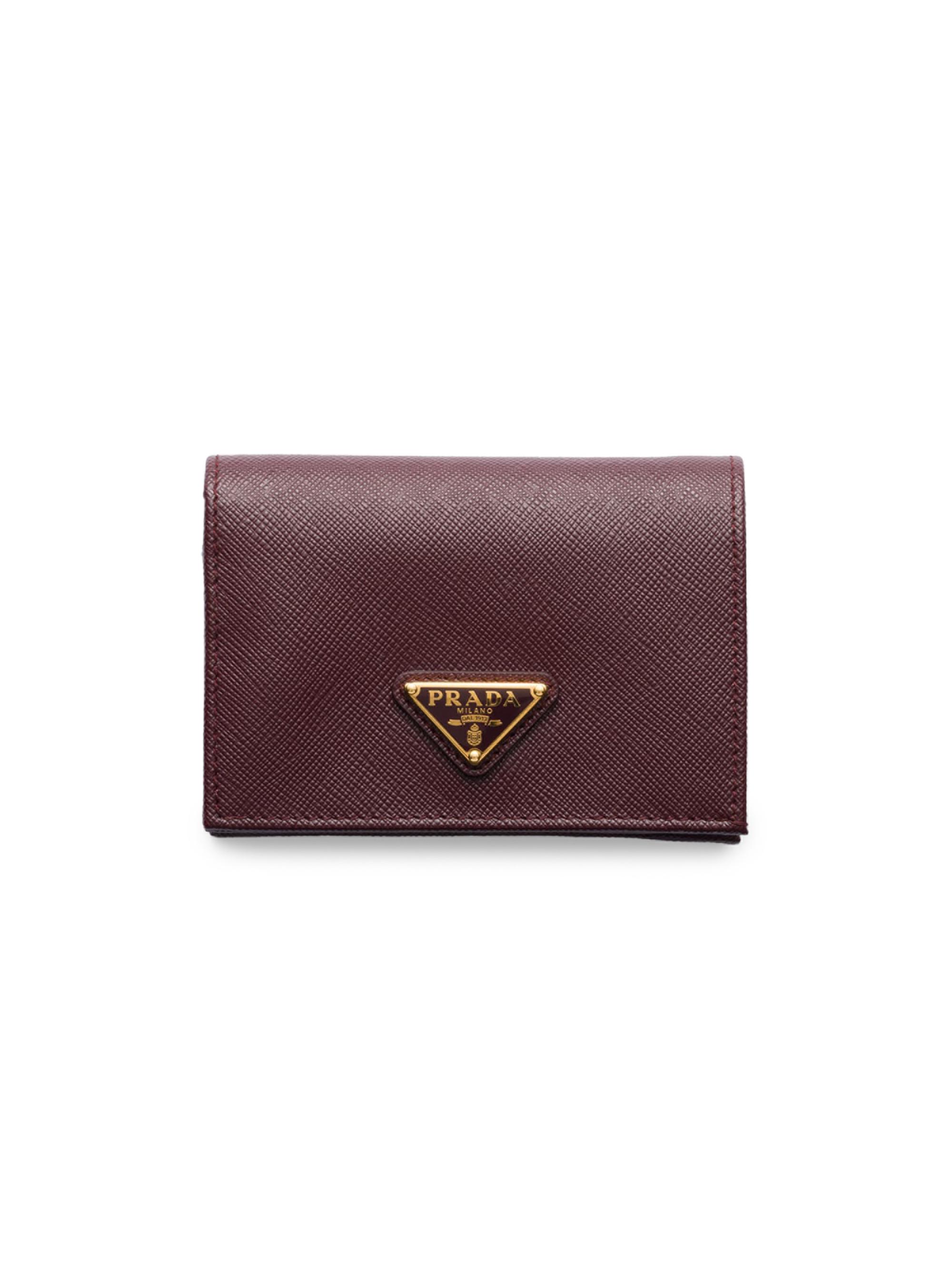 Prada Women's  Saffiano Leather Wallet - Dark Red