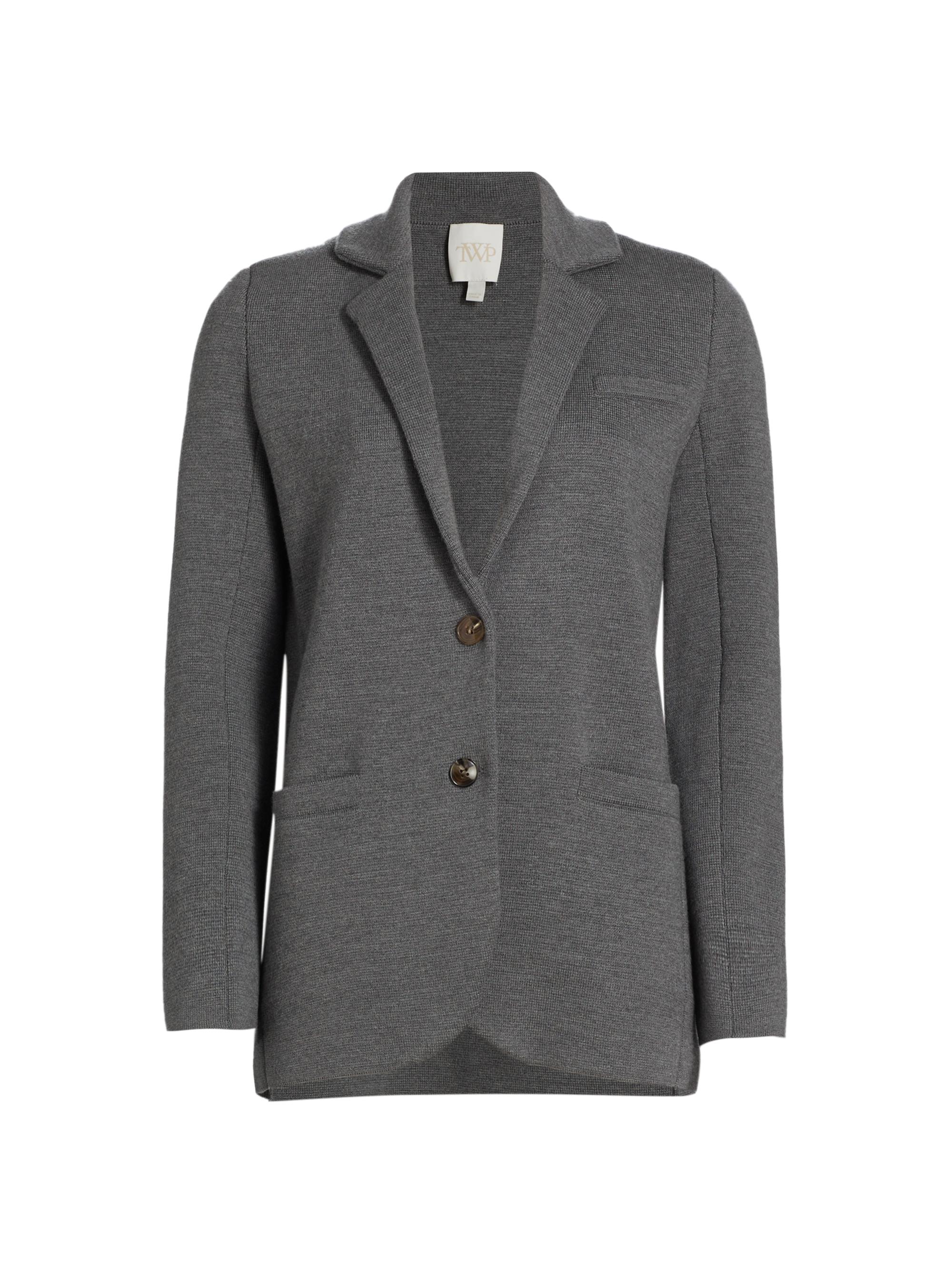 TWP Women's Boyfriend Wool-Blend Blazer - Dark Charcoal Grey