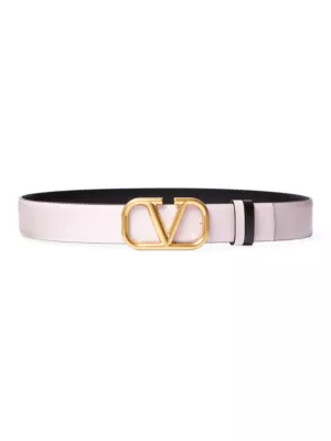 Valentino Garavani VLogo Signature leather reversible belt - White