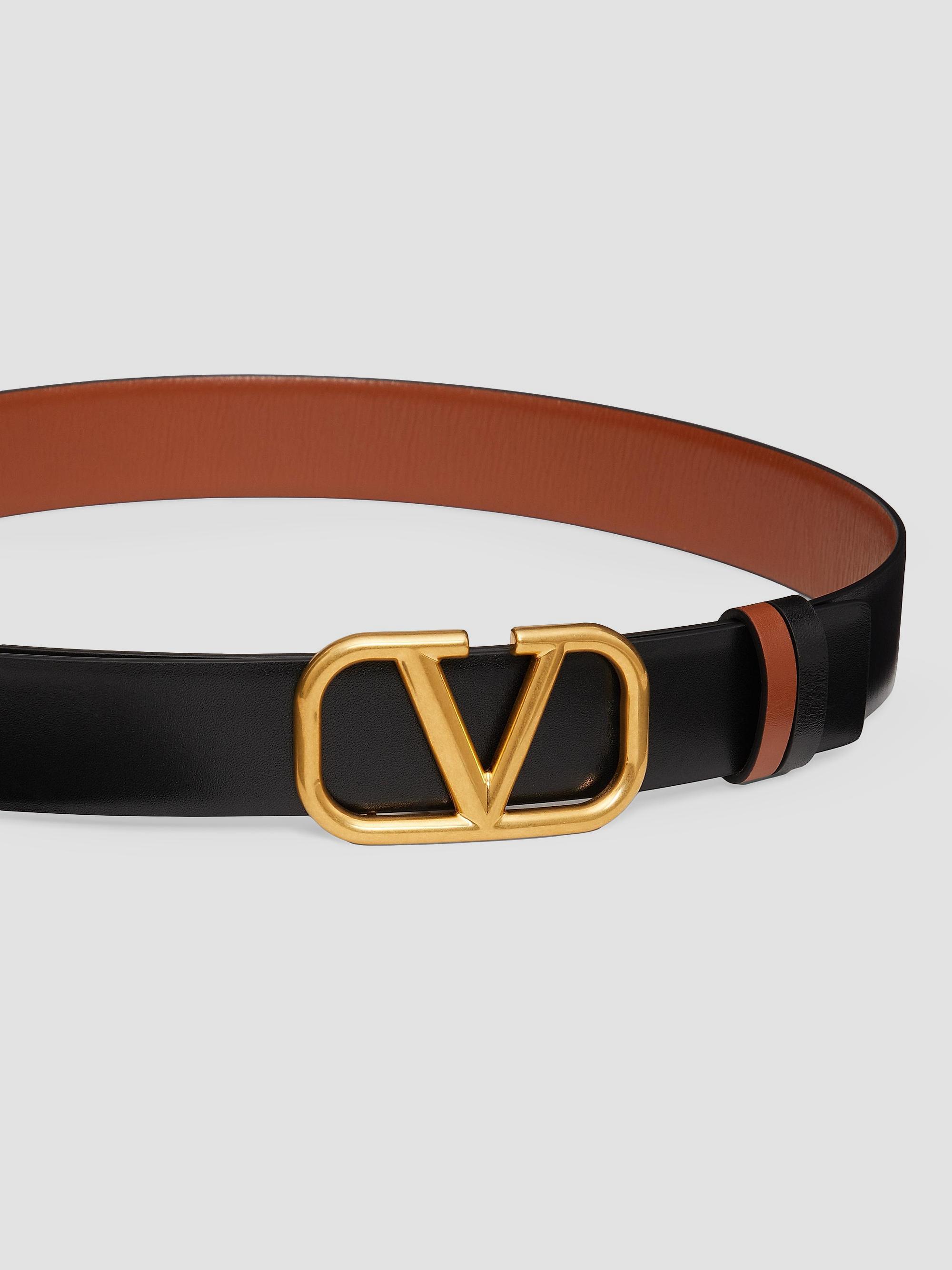 Reversible VLogo Signature Belt in Glossy Calfskin 30MM
