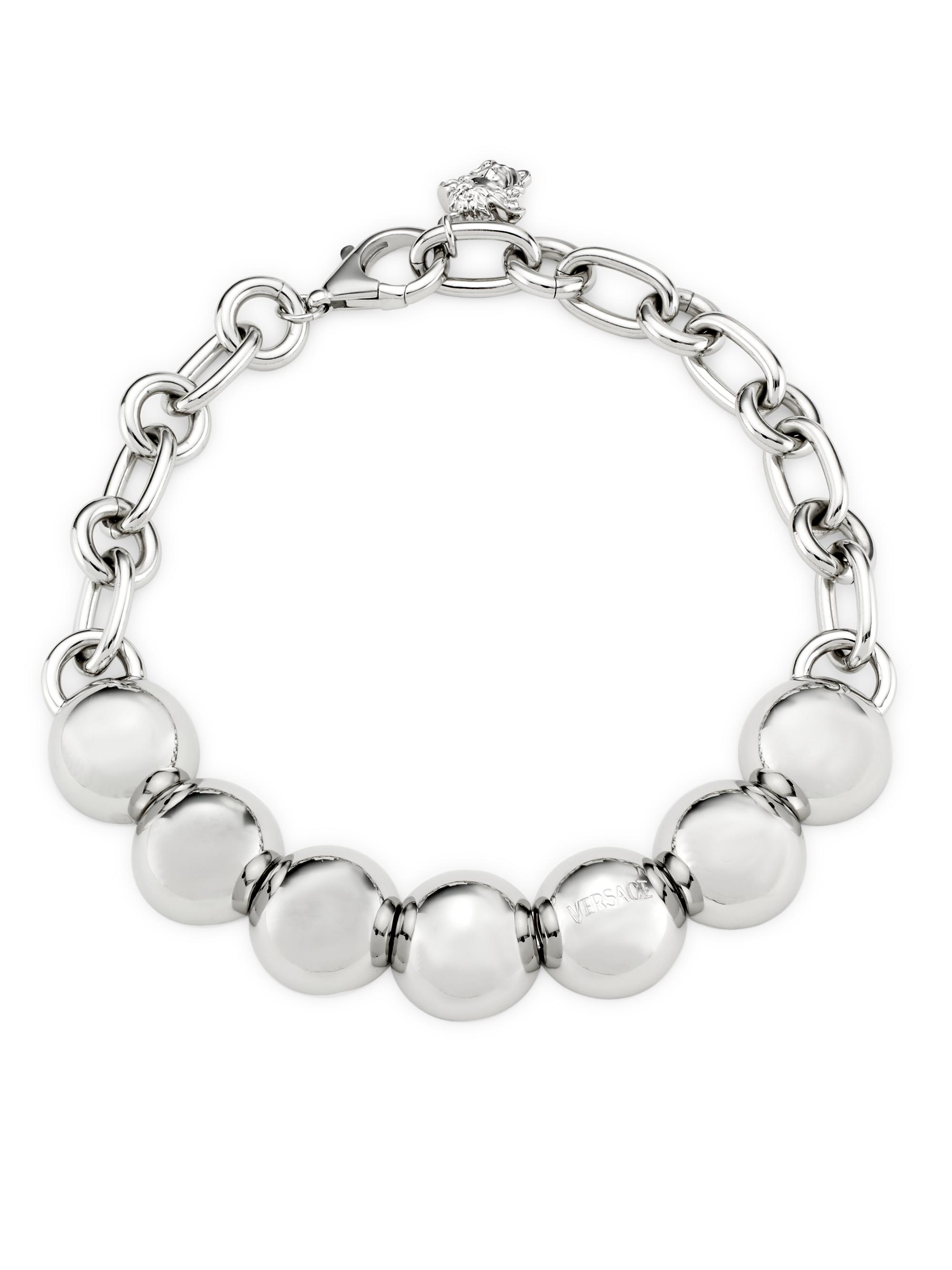 Versace Women's Silvertone Beaded Chain Necklace - Palladium