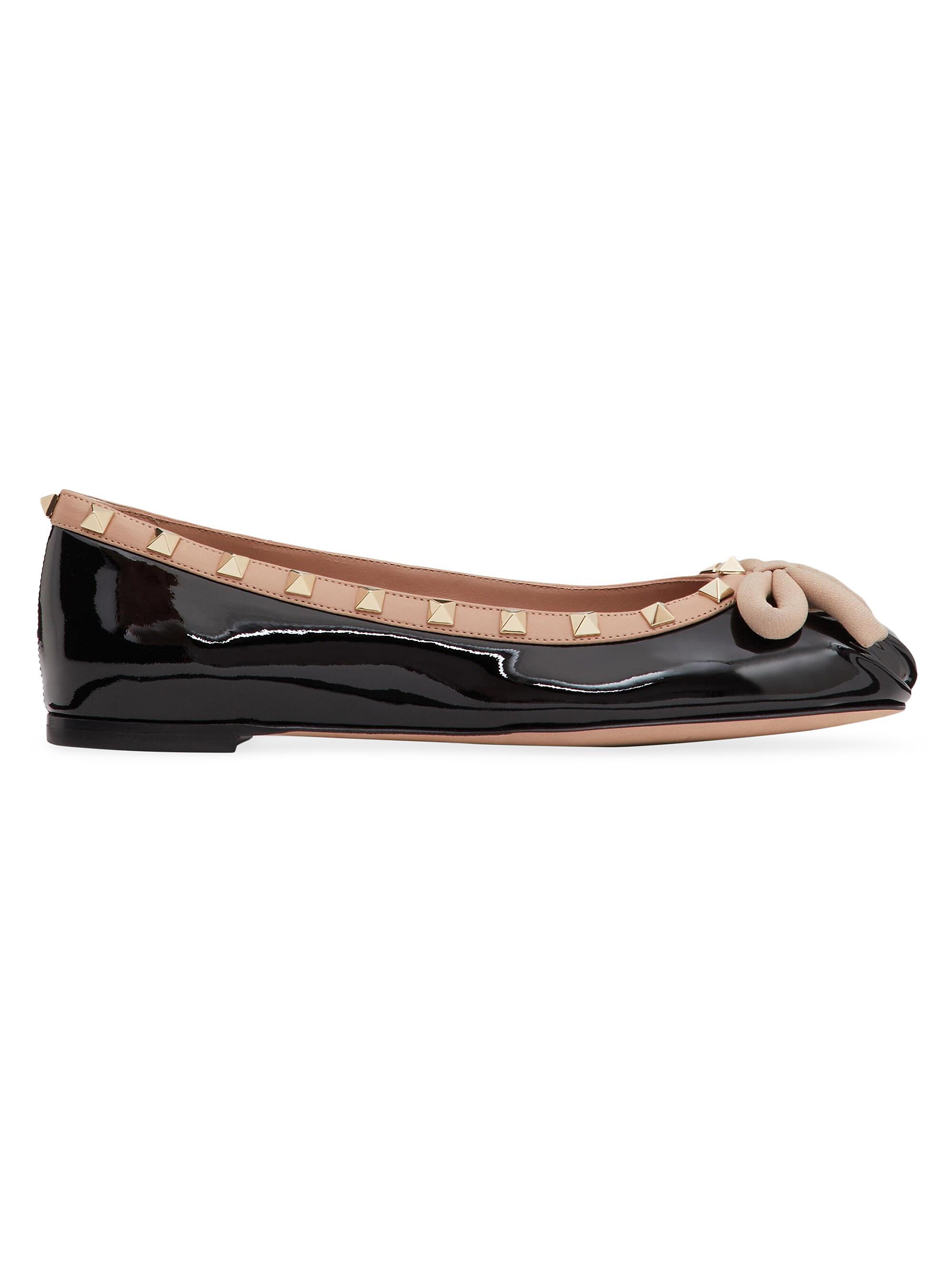 Valentino Garavani Rockstud Patent Leather Ballerinas | Saks Fifth