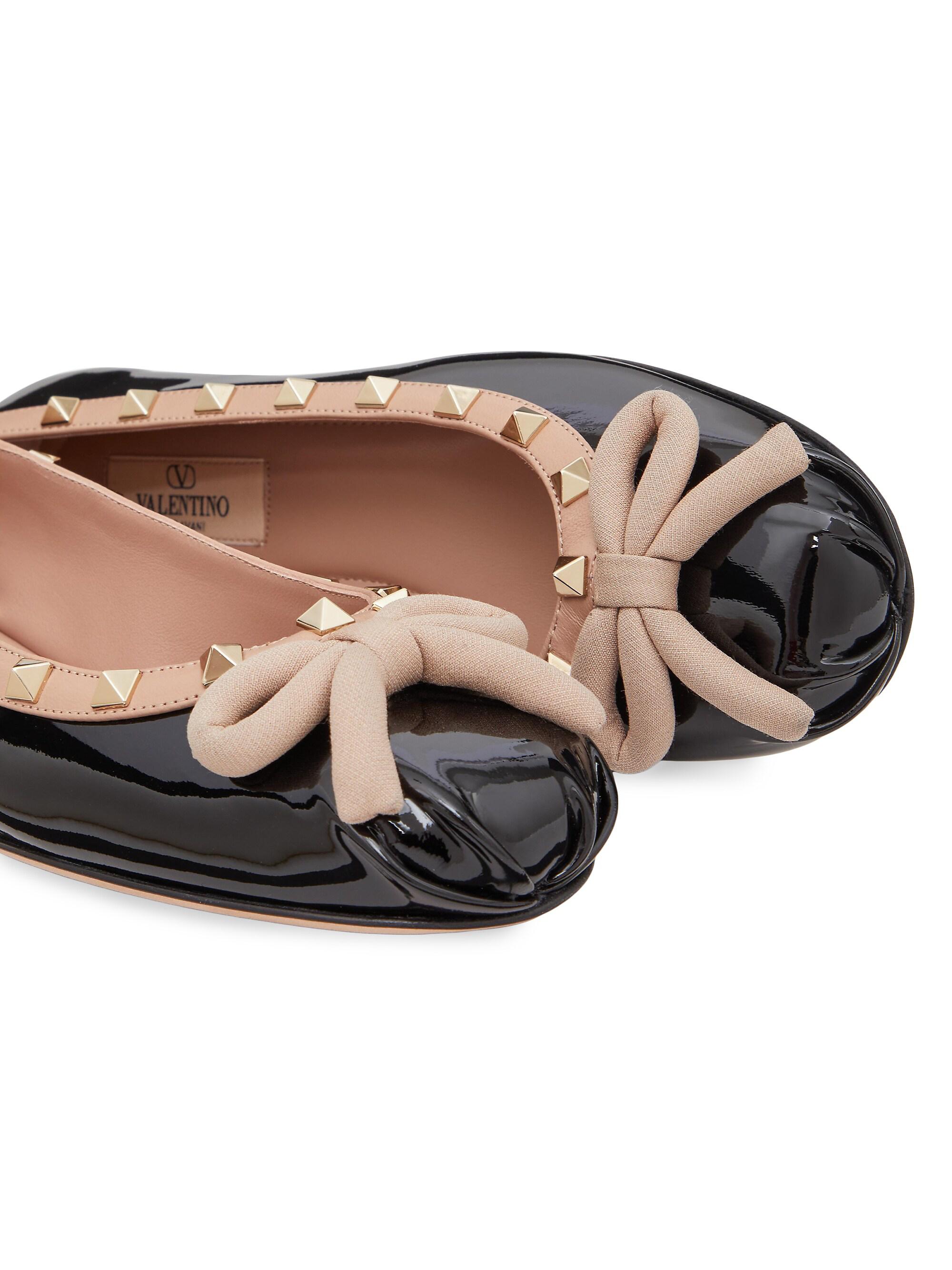 Valentino Garavani Rockstud Patent Leather Ballerinas | Saks