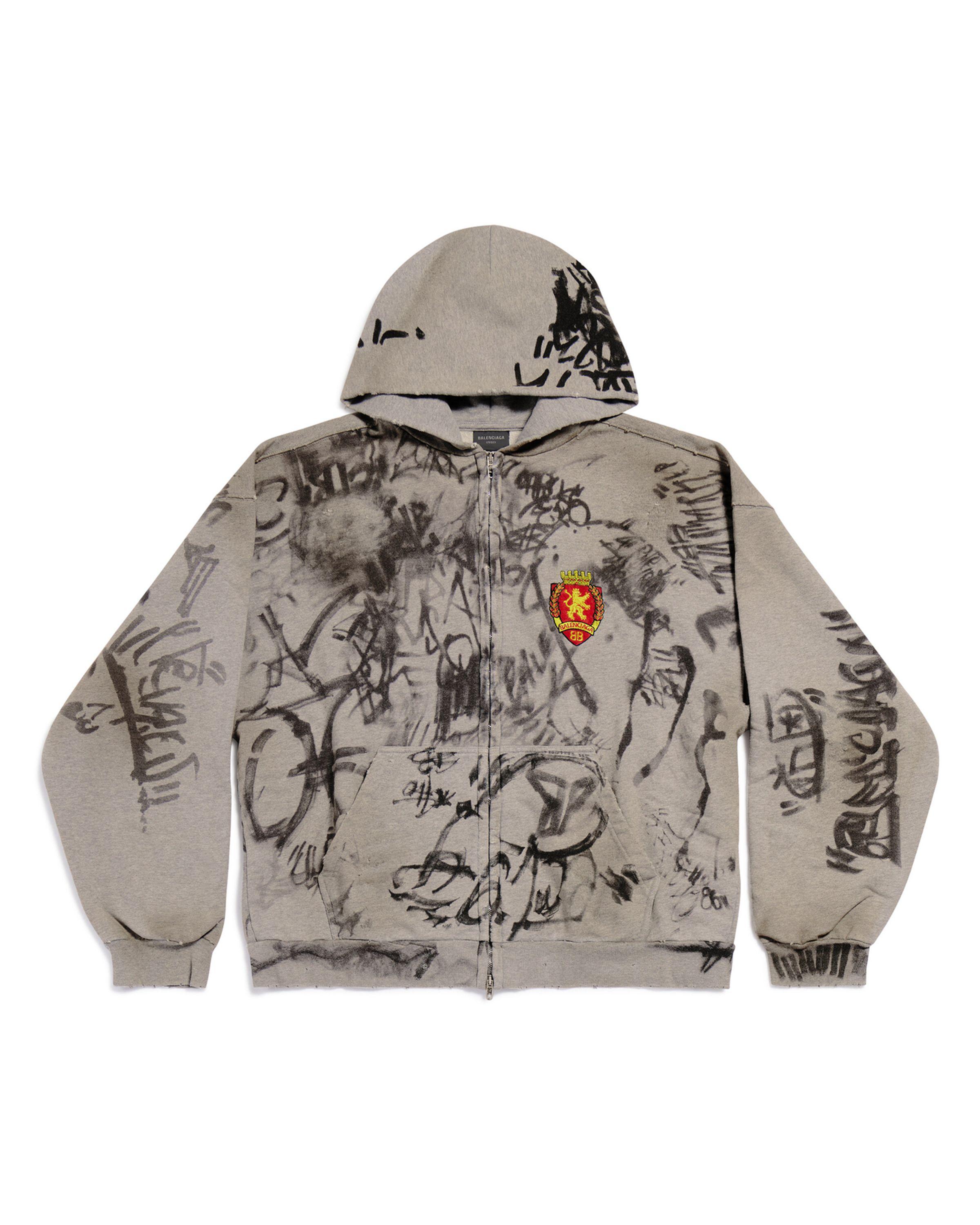 Balenciaga Paris Moon Crinkled Large Fit Hoodie | Saks Fifth