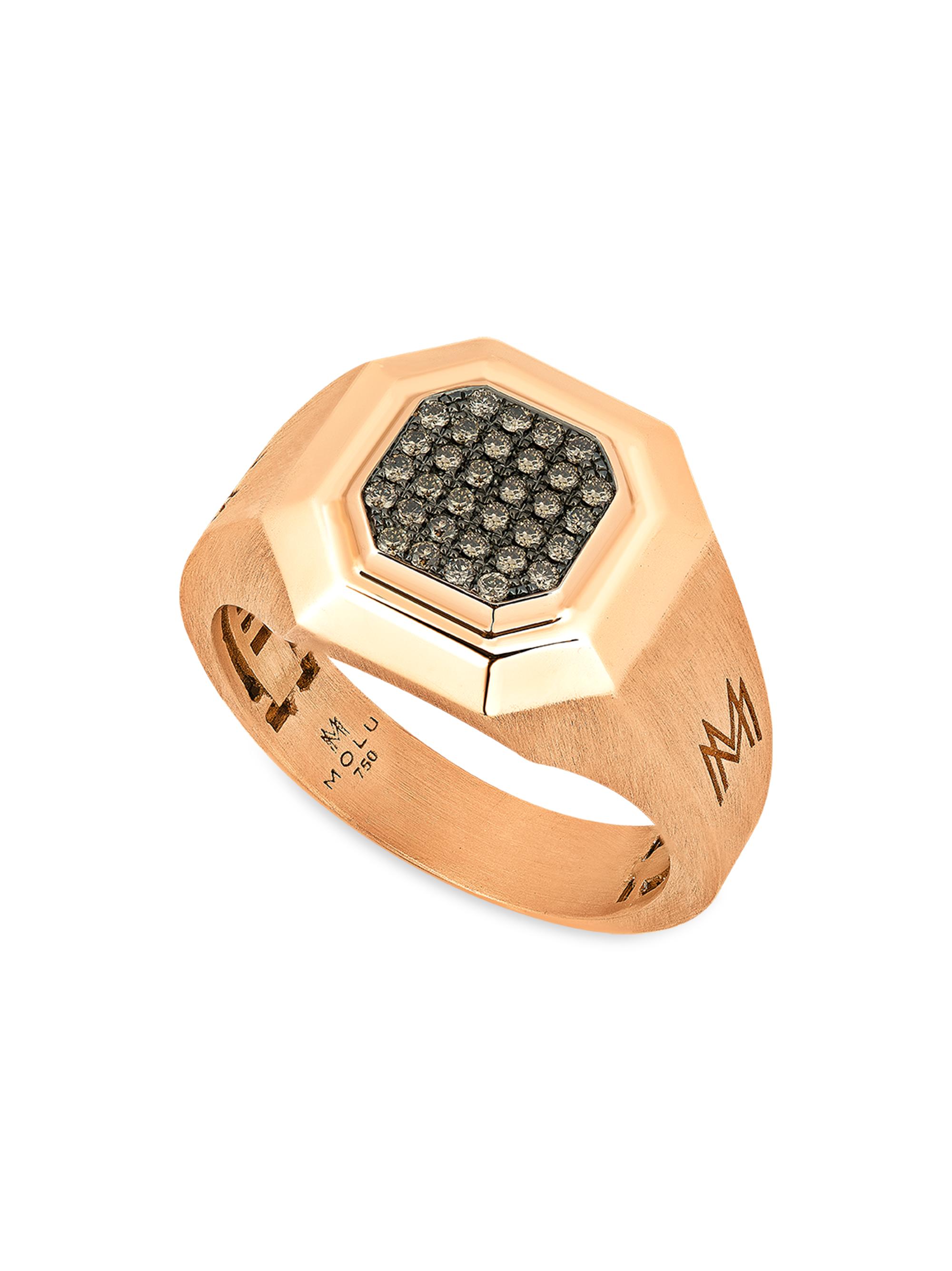 Molu Men's Guard Of Men 18K Rose Gold & 0.25 TCW Diamond Octagonal Signet Ring - Rose Gold