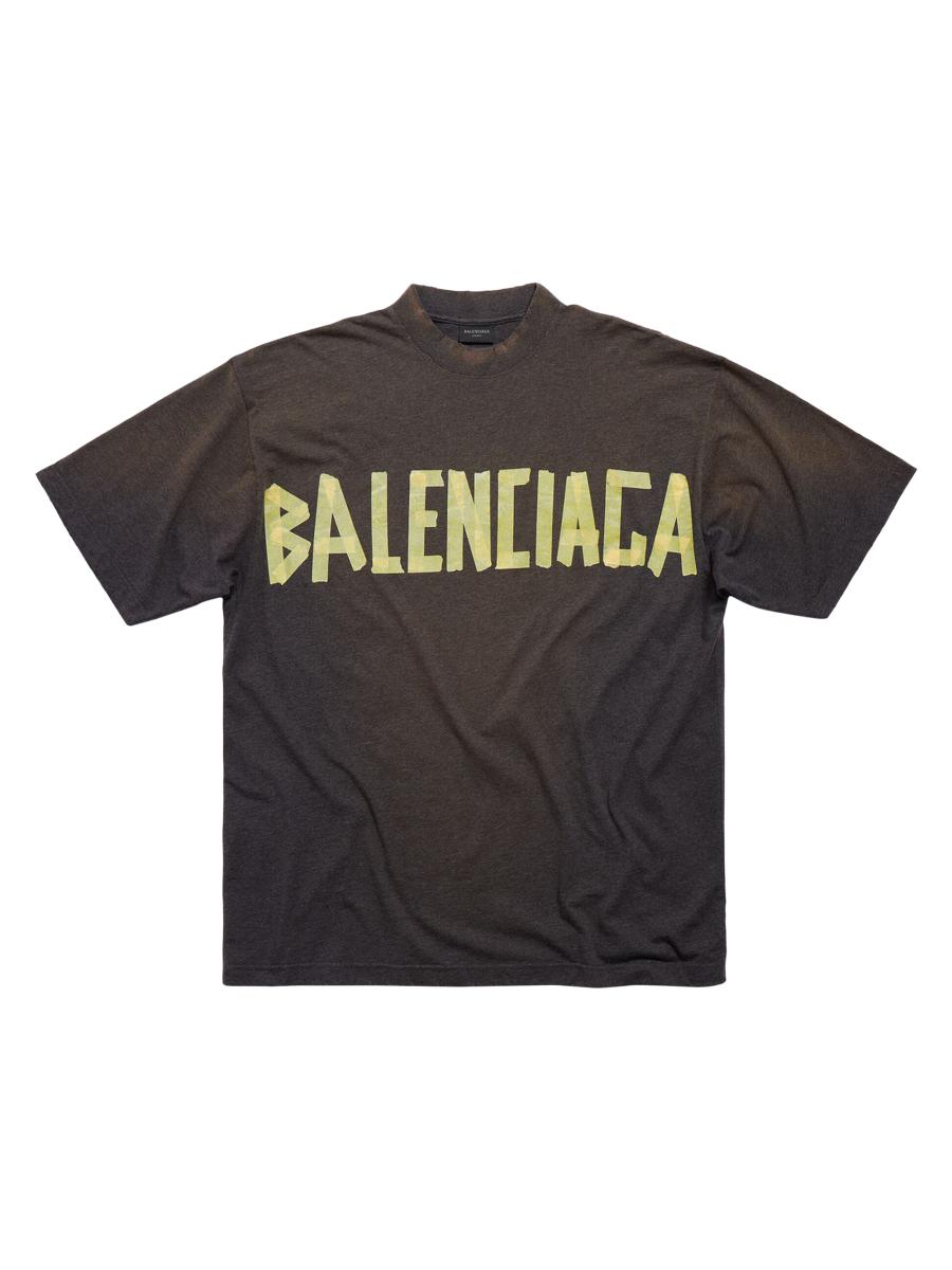 【関税・送料無料】Balenciaga NEW TAPE TYPE T-SHIRT Men's Security Tape Logo T-shirt Oversized in Black Faded