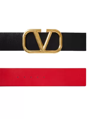 Valentino Garavani chain V-logo buckled belt - Black