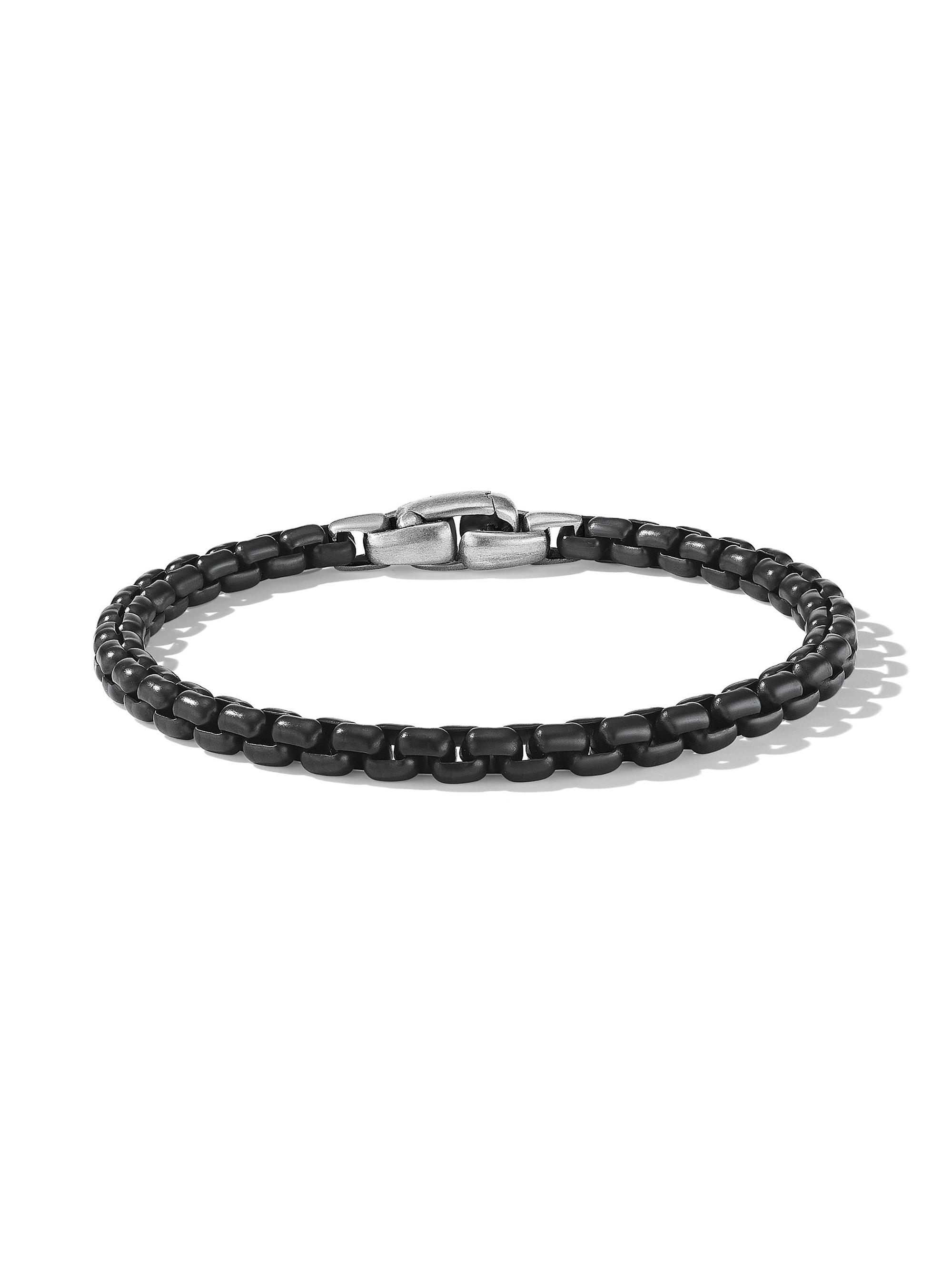 David Yurman Men's Sterling Silver and Stainless Steel Box Chain Bracelet - Grey