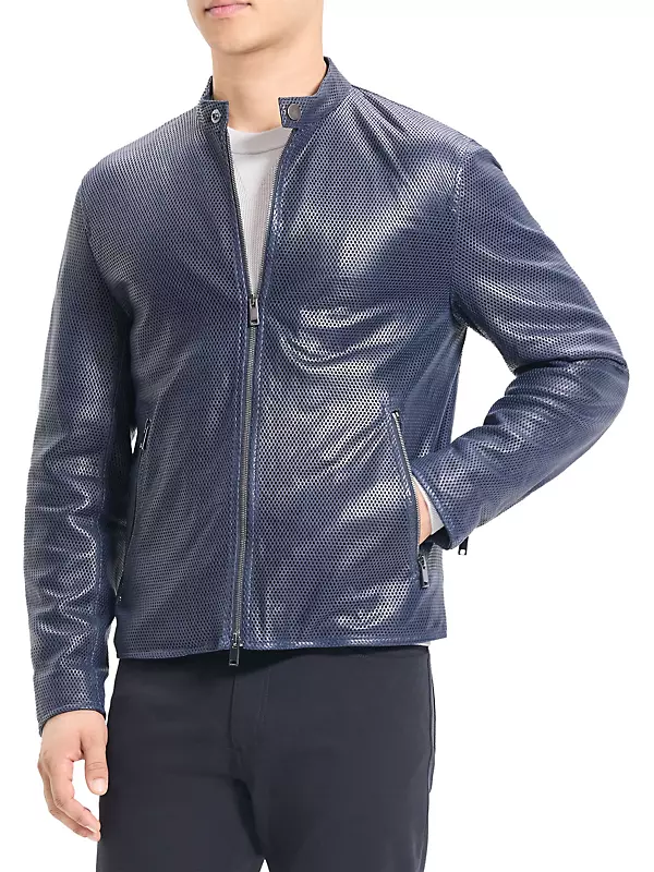 Shop Theory Wynmore Mesh Leather Jacket | Saks Fifth Avenue
