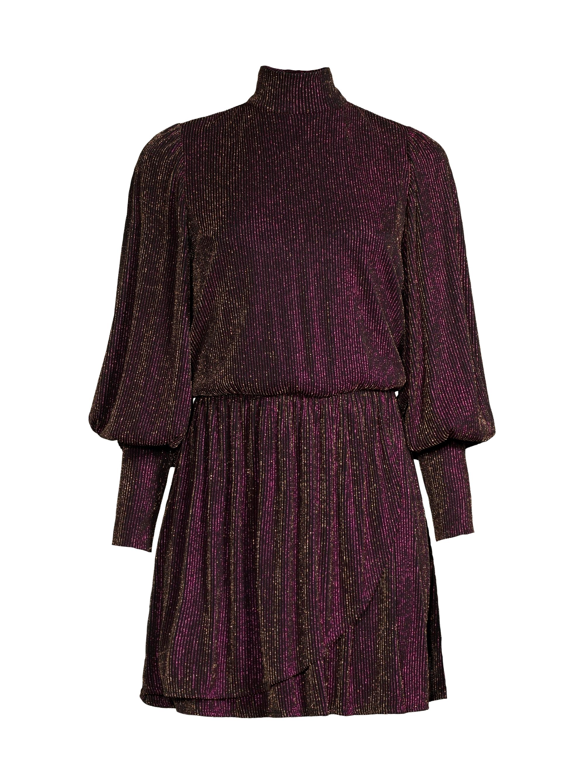 Black Halo Women's Gavin Metallic Ribbed Minidress - Golden Razzle