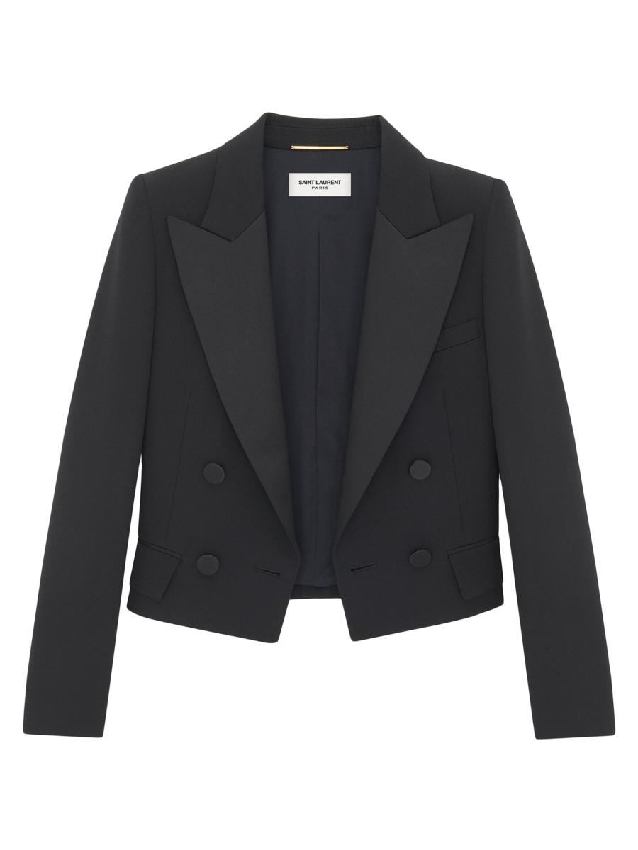 【SAINT LAURENT】TUXEDO JACKET IN GRAIN DE POUDRE●796879Y7E SAINT LAURENT - Tuxedo jacket in grain de poudre | Leam Roma
