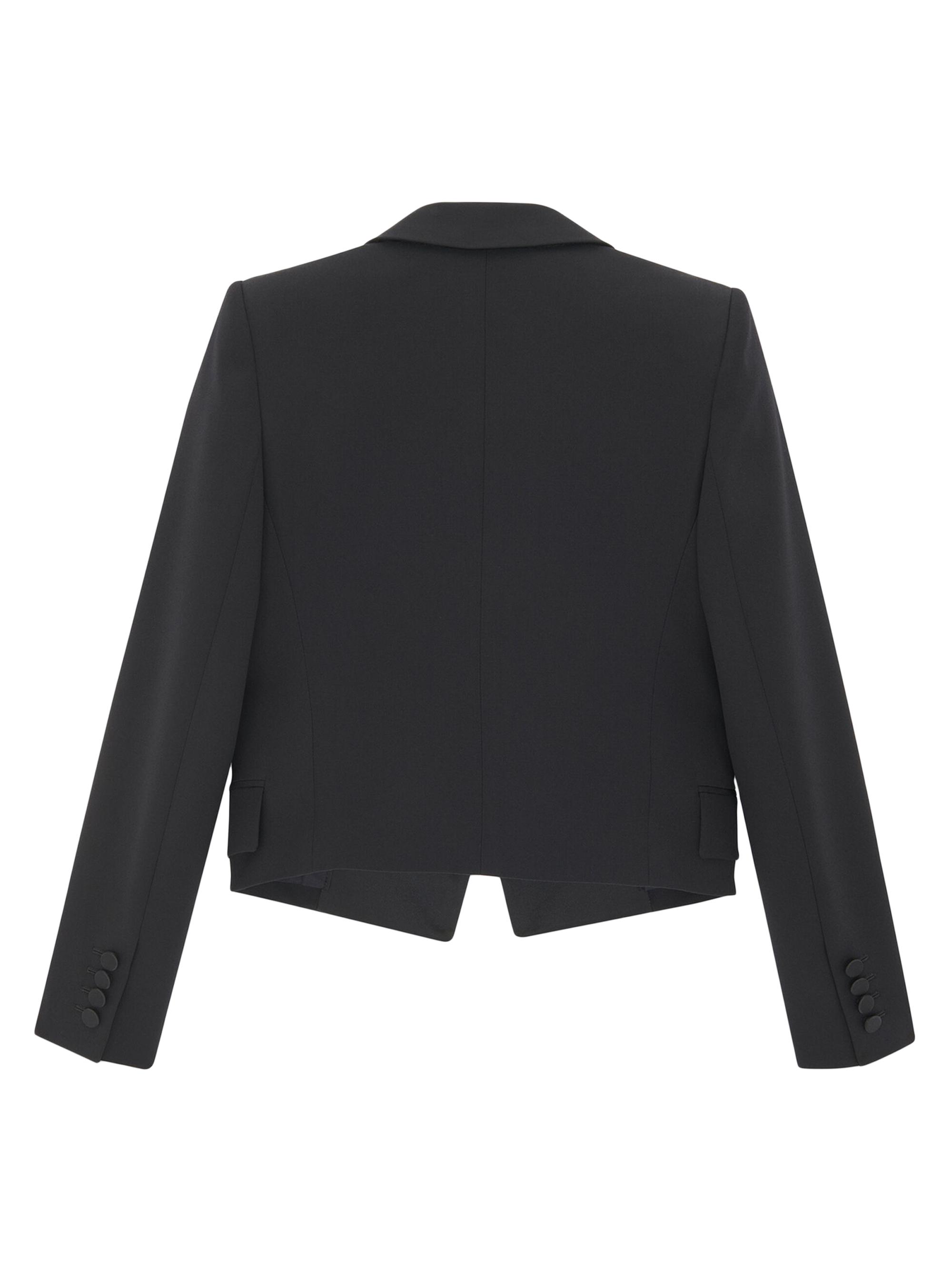 Saint Laurent Cropped Tuxedo Blazer in Grain De Poudre | Saks