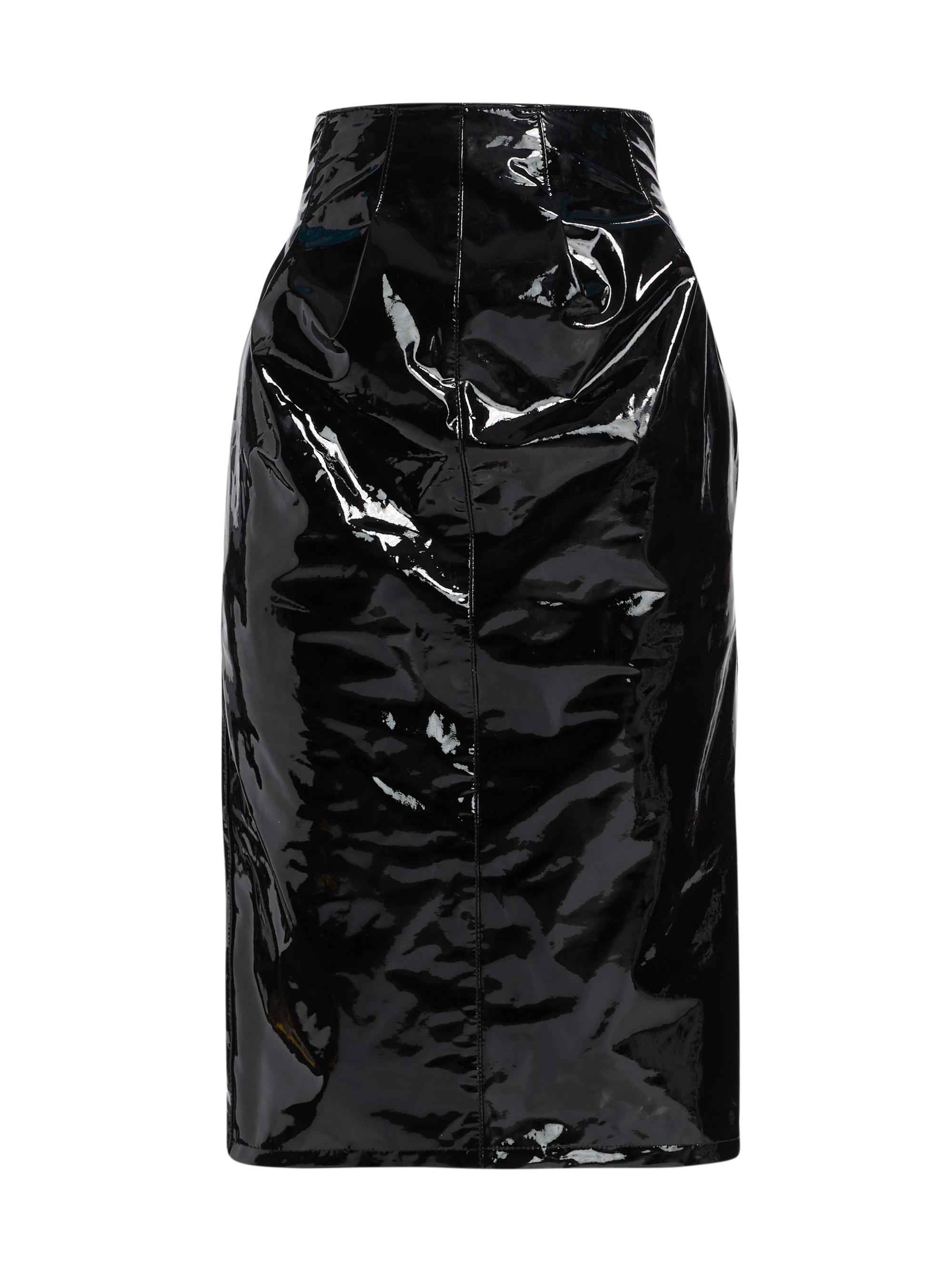 BruceGlen Women's High-Waist Patent Pencil Skirt - Jet