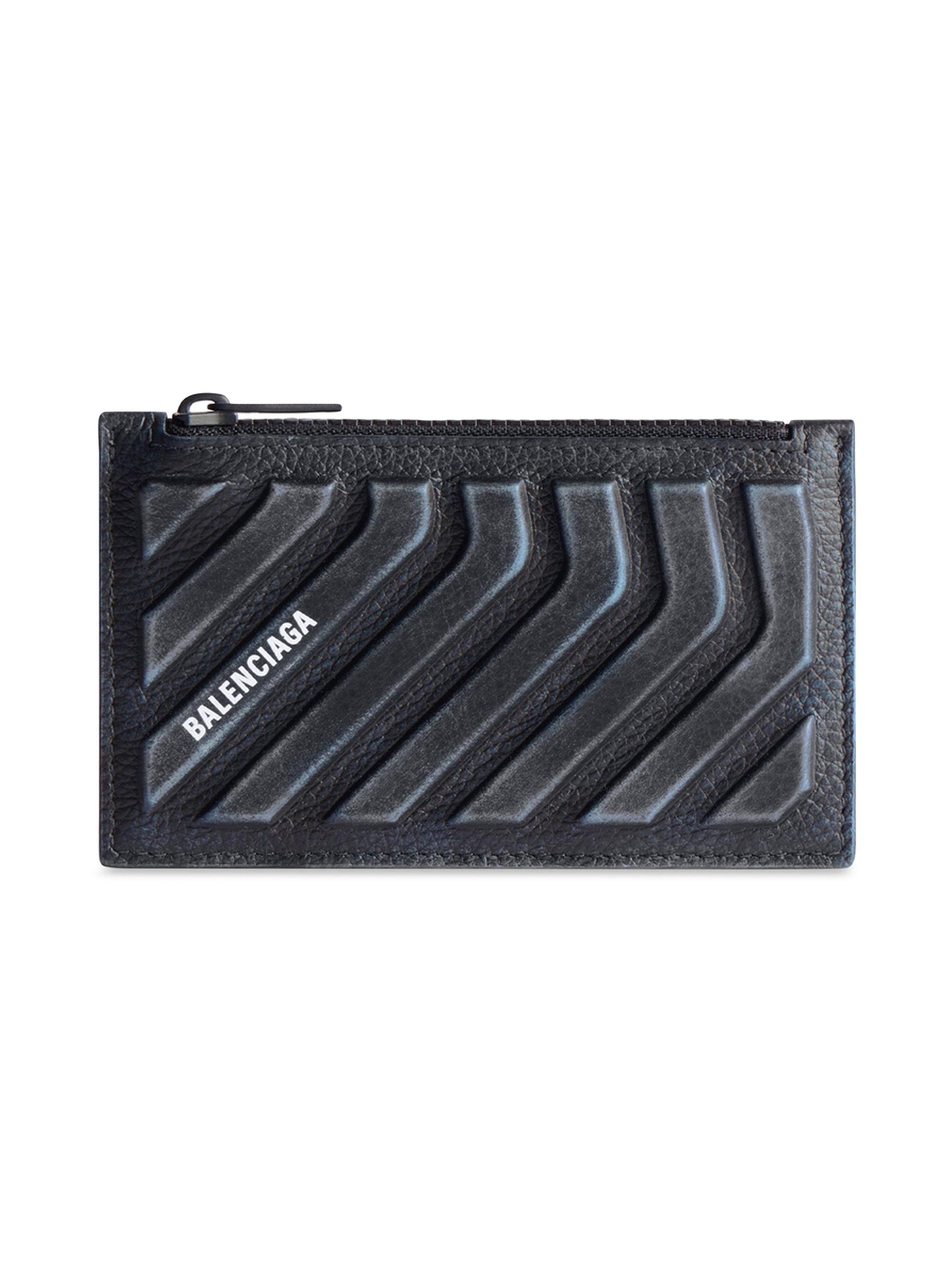 Balenciaga Men's Car Long Coin And Card Holder Dirty Effect - Black