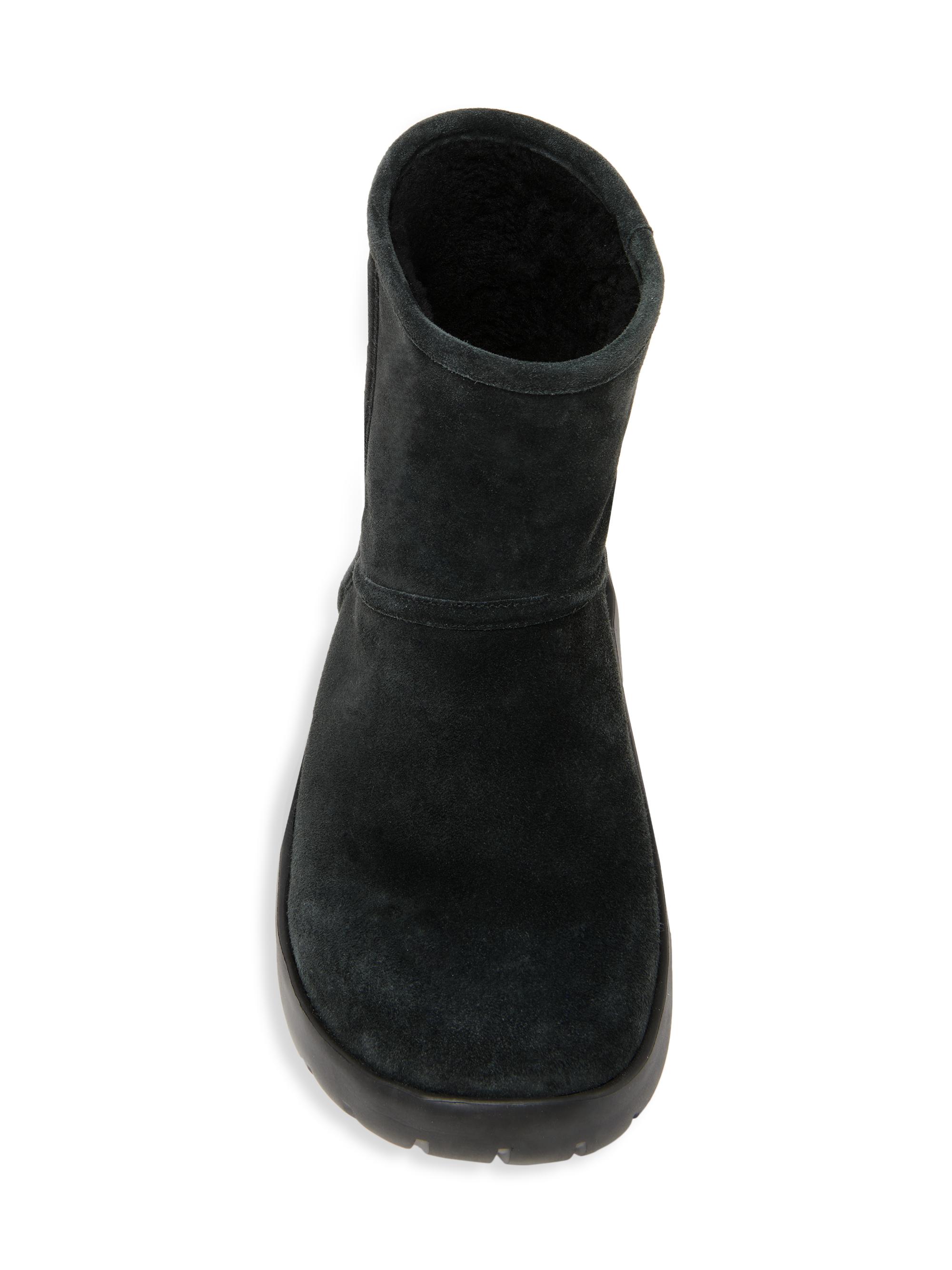 SNAP MINI ANKLE BOOTS IN JAM RED SUEDE AND SHEARLING LINING