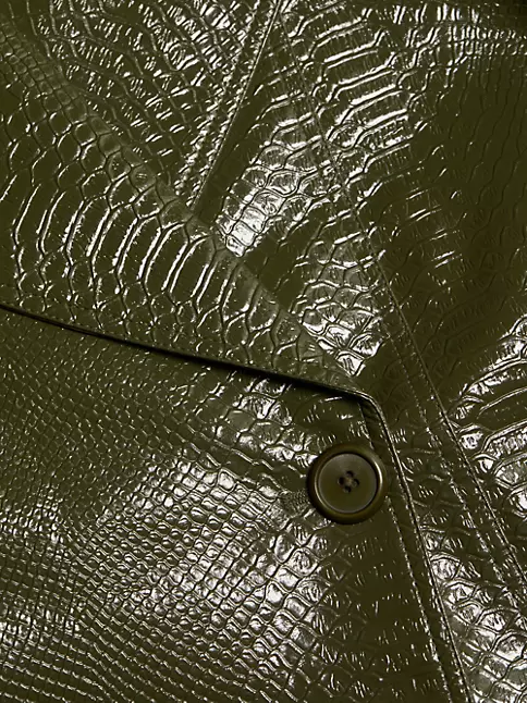 Max Mara Trench Coat In Crocodile-effect Vinyl Fabric in Black