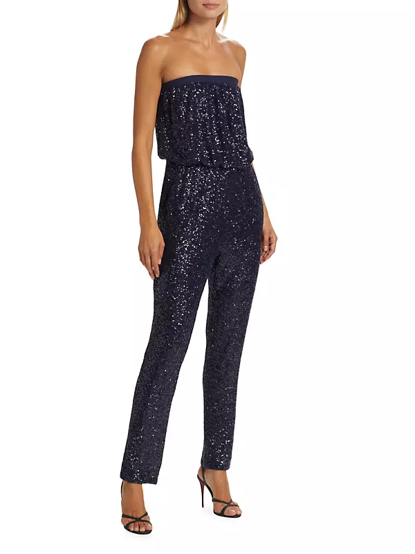 Bustier Sequin Jumpsuit Gold - Luxe Jumpsuits and Luxe Party Jumpsuits