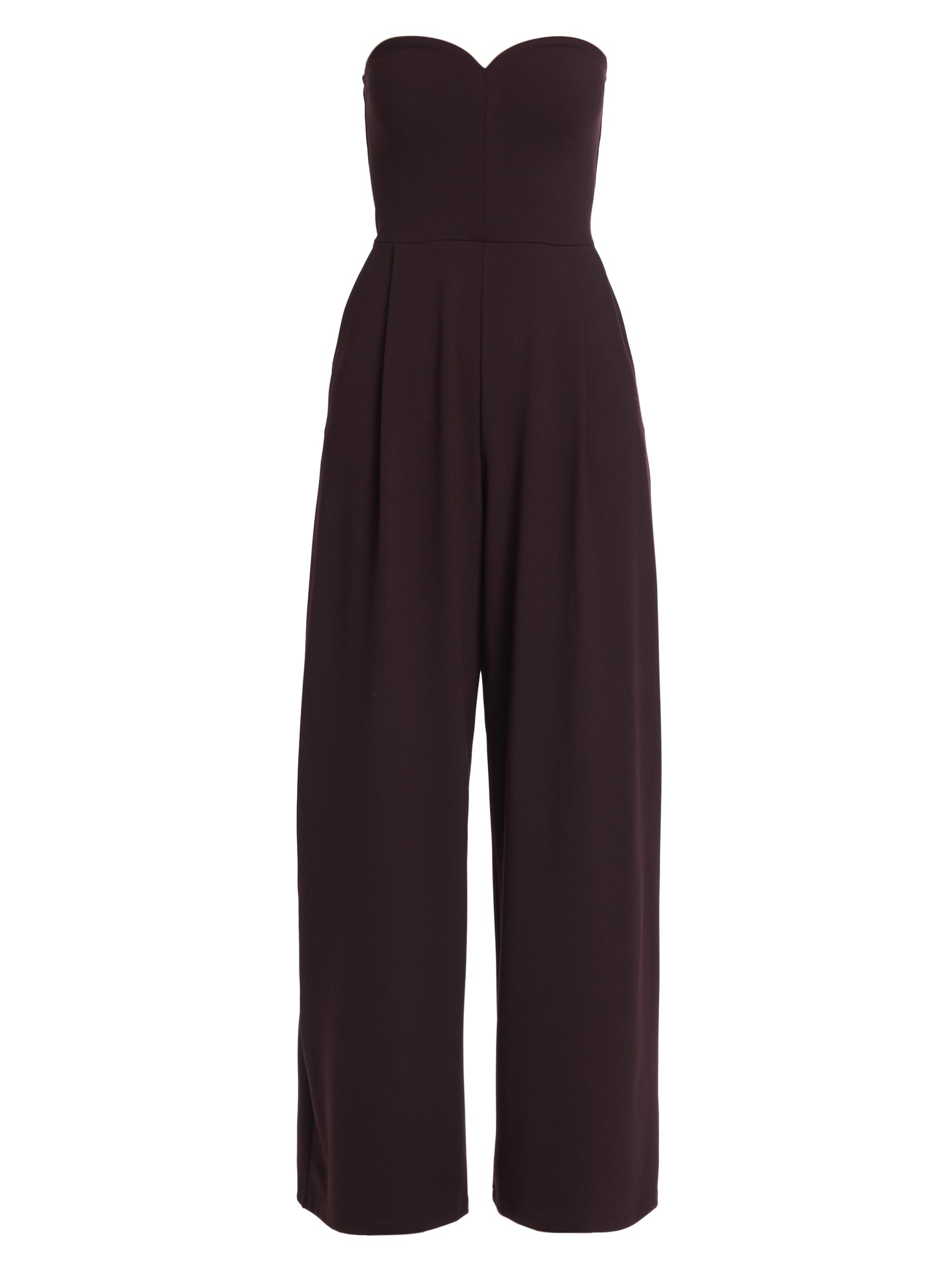 susana monaco Women's Pleated Sweetheart Neck Jumpsuit - Cabernet
