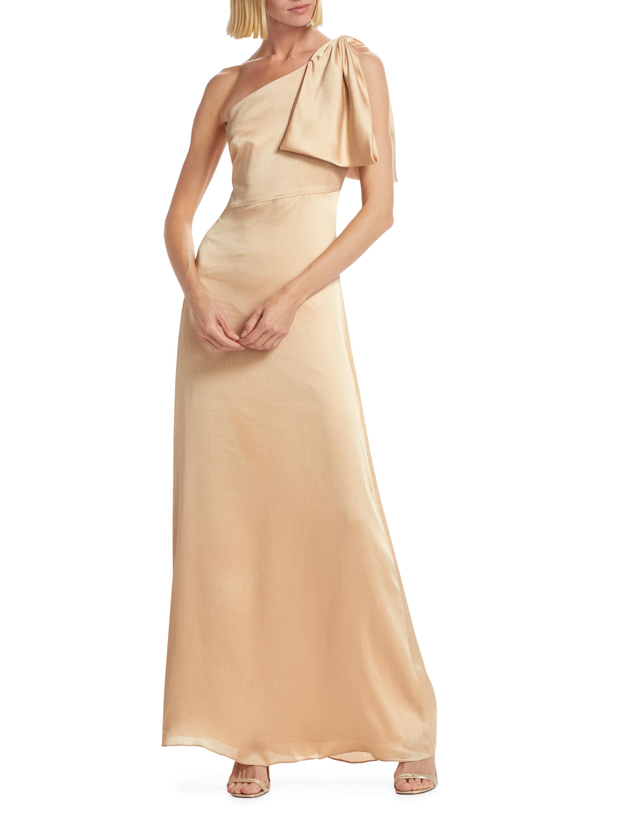 open lace back dress Fitted One Shoulder Satin Slit Gown by Ladivine B8401