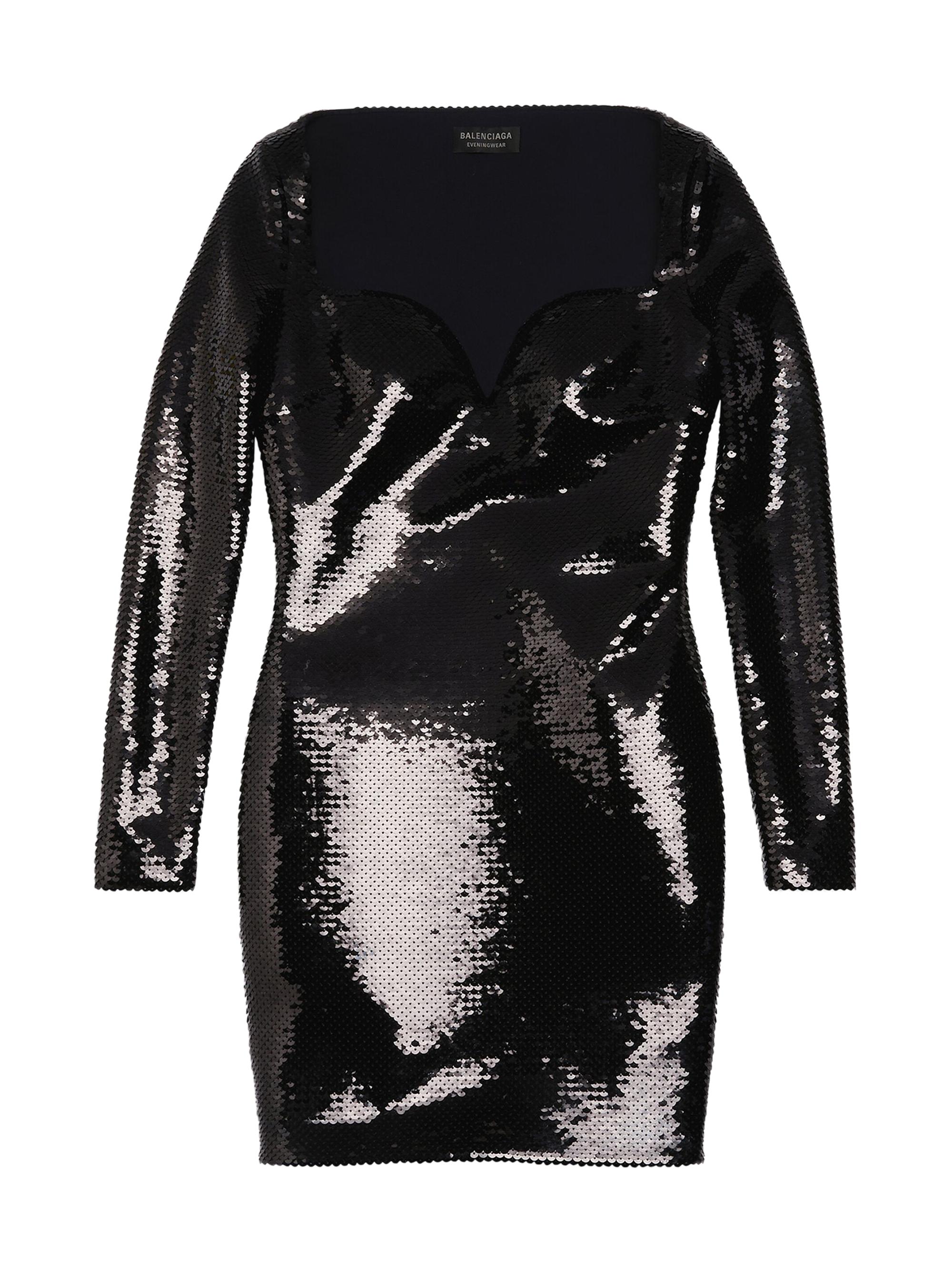 Balenciaga Women's Long Sleeve Bustier Mini Dress - Black