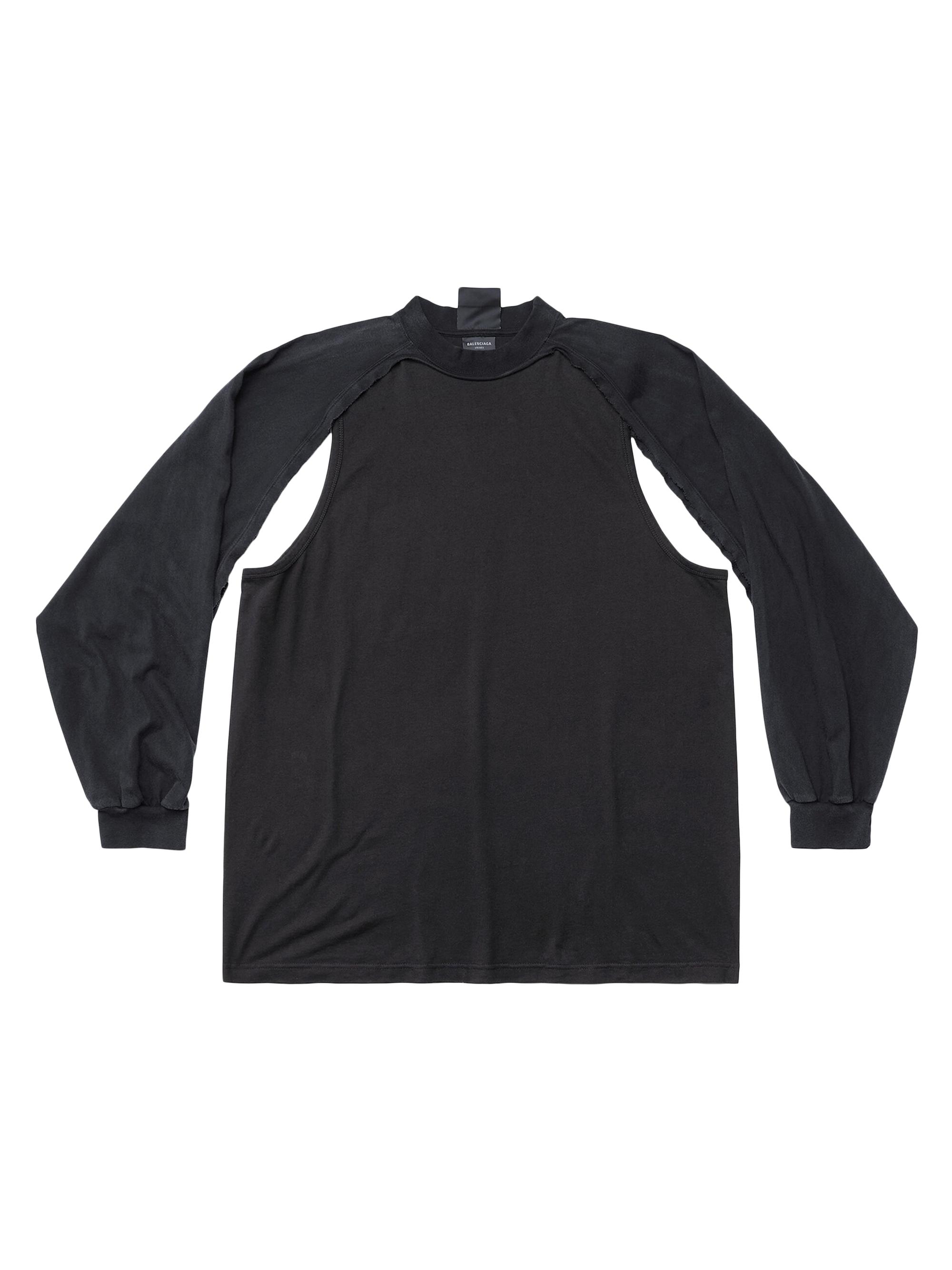 Balenciaga Outside Loop Patched Raglan Sleeves T-Shirt - Black Faded
