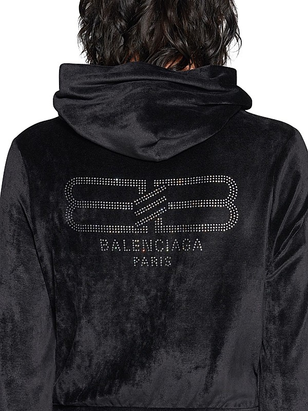 Shop Balenciaga Bb Paris Strass Zip-Up Fitted Hoodie | Saks Shop Balenciaga Bb Paris Strass Zip-Up Fitted Hoodie | Saks