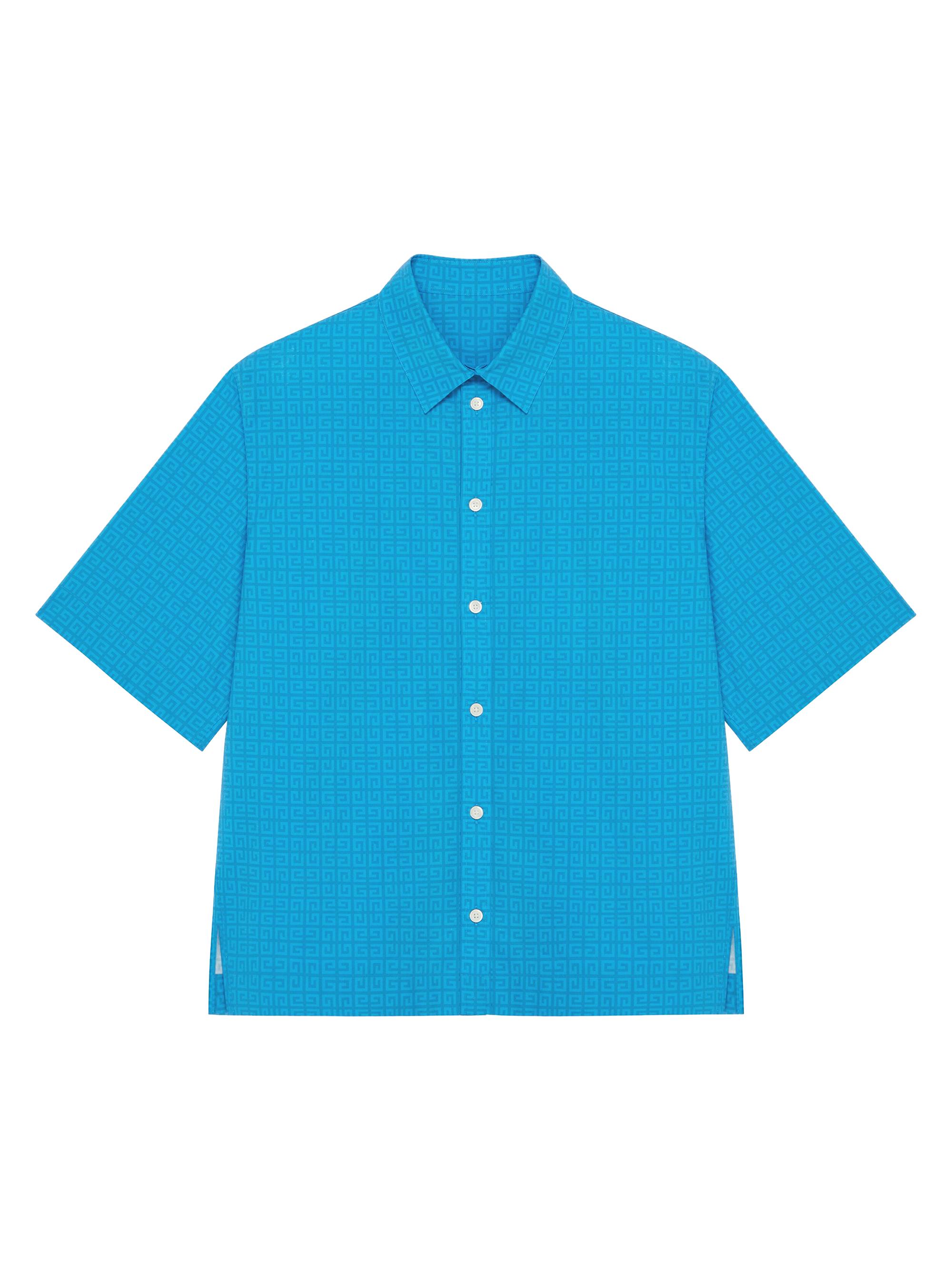 Givenchy Men's Boxy Fit Shirt In 4G Poplin - Mineral Blue