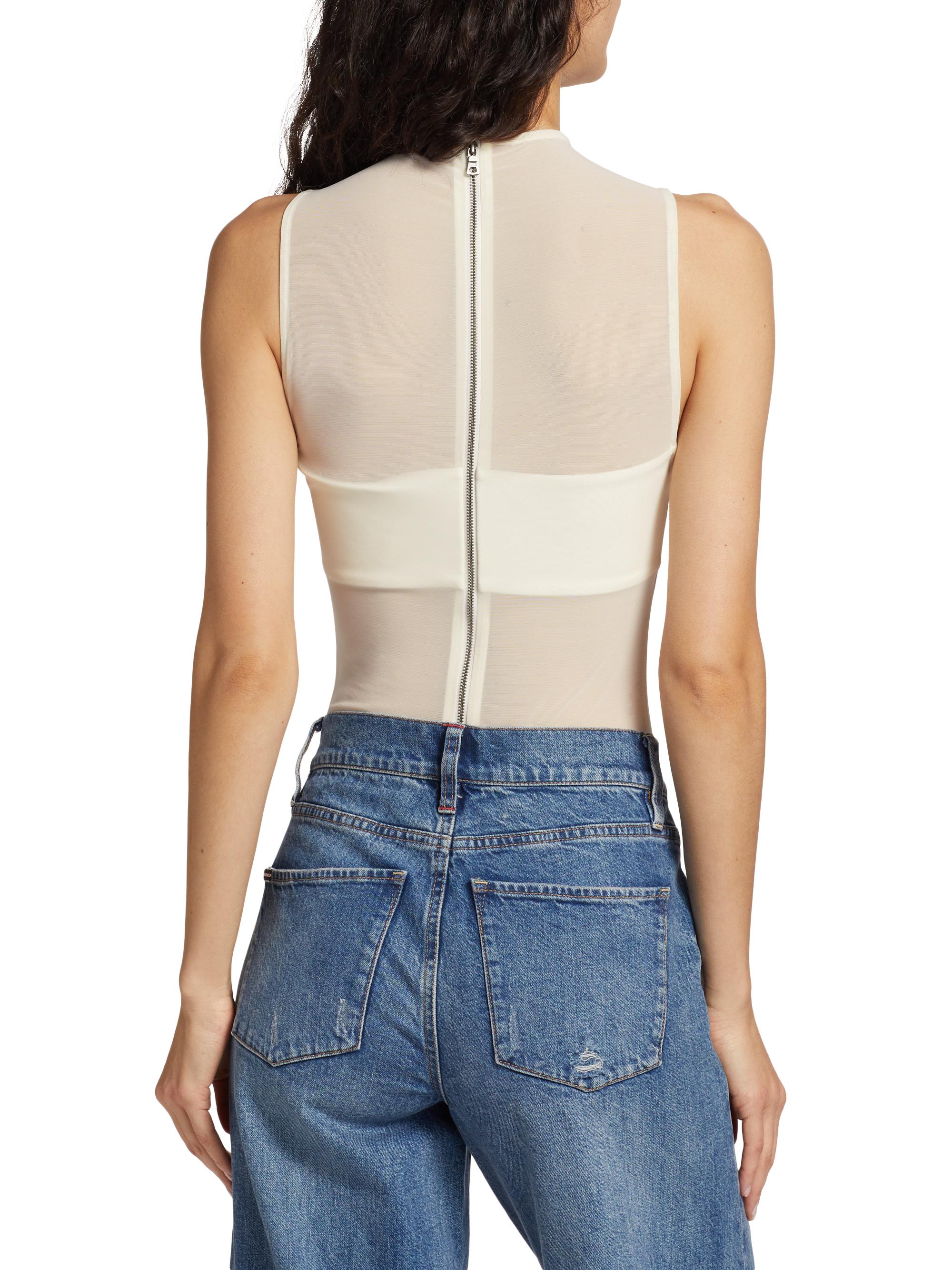 定価9万美品alice+oliviaシースルー ボーダーオーガンジーセットアップ Alice + Olivia Nichol Mesh Sleeveless Bodysuit | Saks Fifth