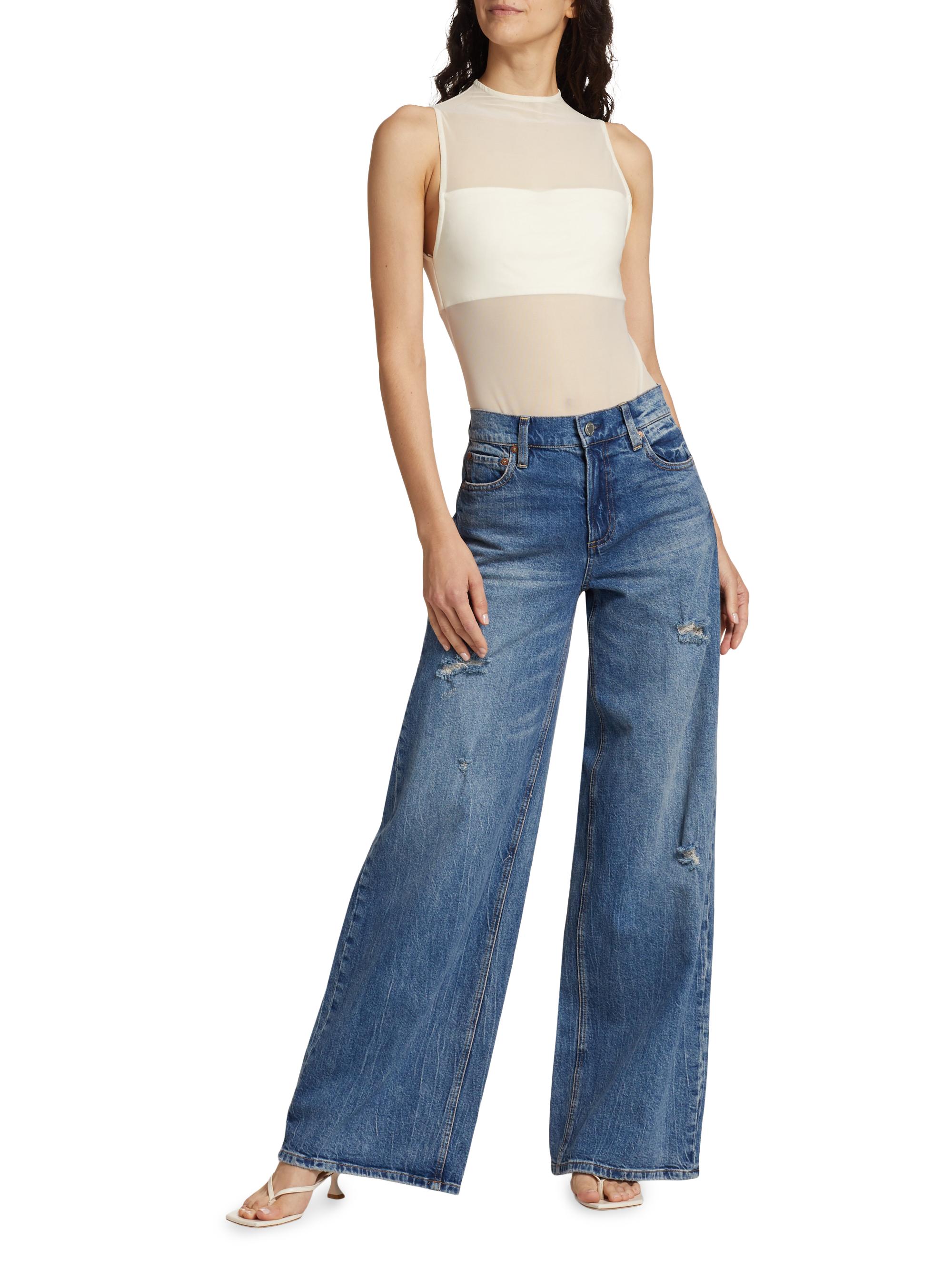 定価9万美品alice+oliviaシースルー ボーダーオーガンジーセットアップ Alice + Olivia Nichol Mesh Sleeveless Bodysuit | Saks Fifth