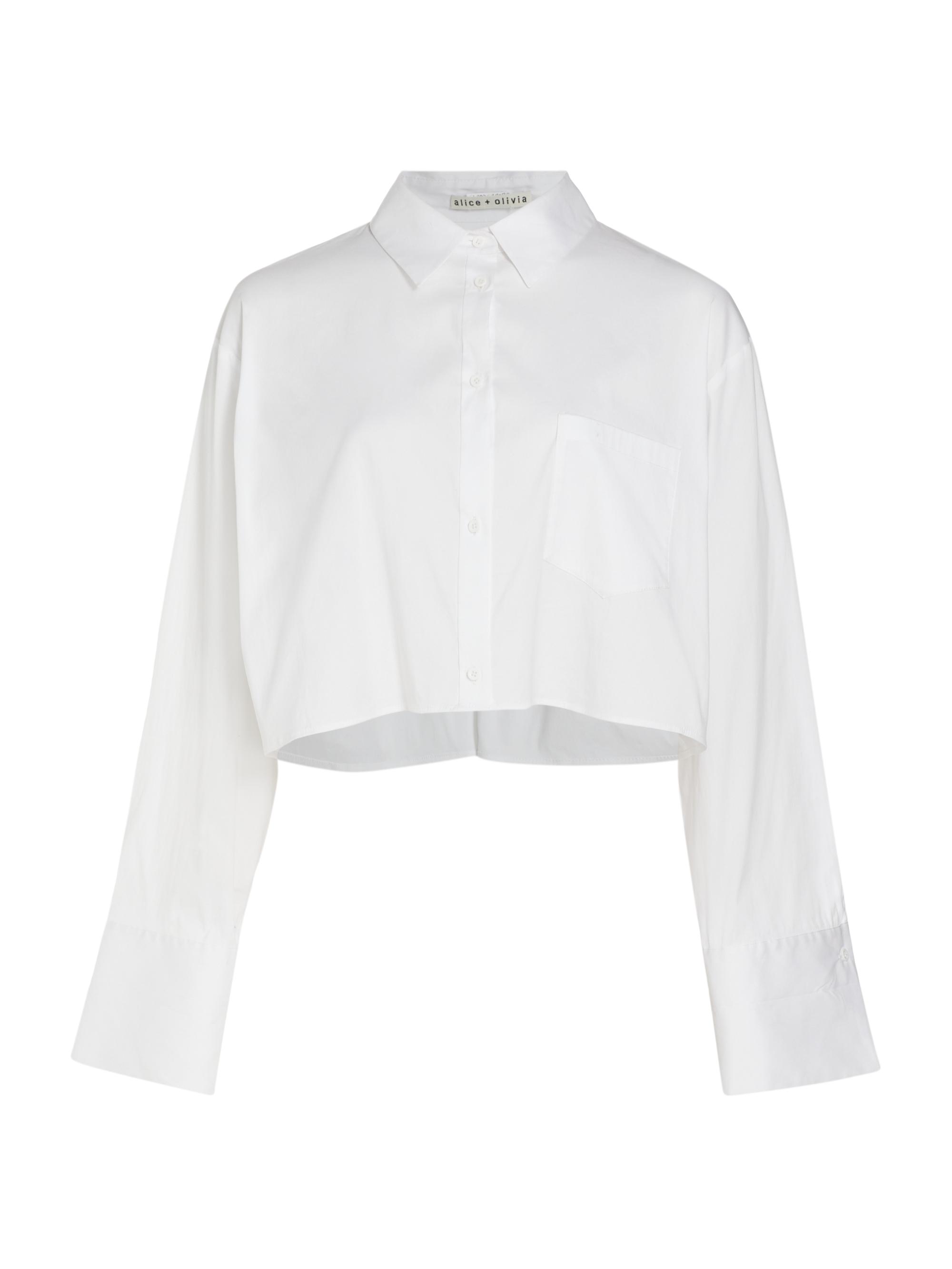 Alice + Olivia Women's Finely Cropped Oversized Shirt - Off White