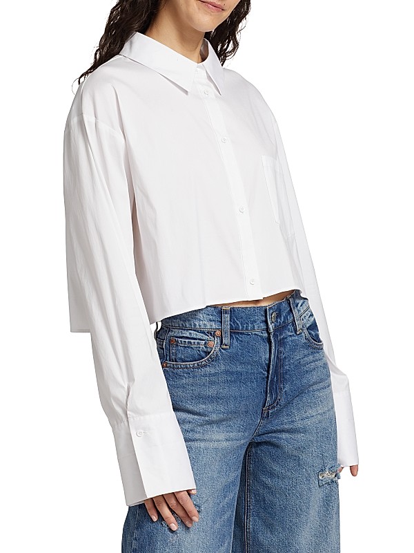 Shop Alice + Olivia Finely Cropped Oversized Shirt | Saks Shop Alice + Olivia Finely Cropped Oversized Shirt | Saks