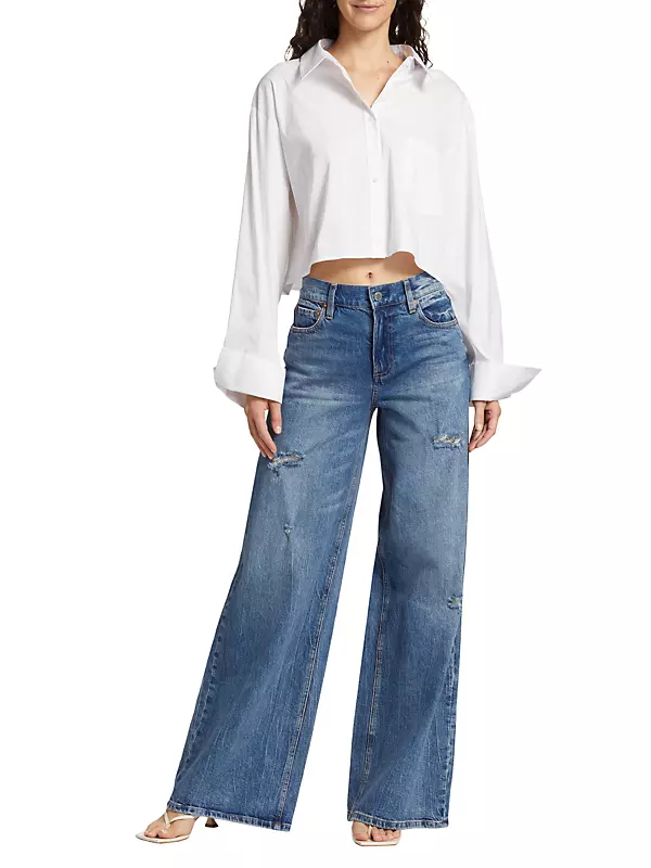 Shop Alice + Olivia Finely Cropped Oversized Shirt | Saks Fifth Avenue