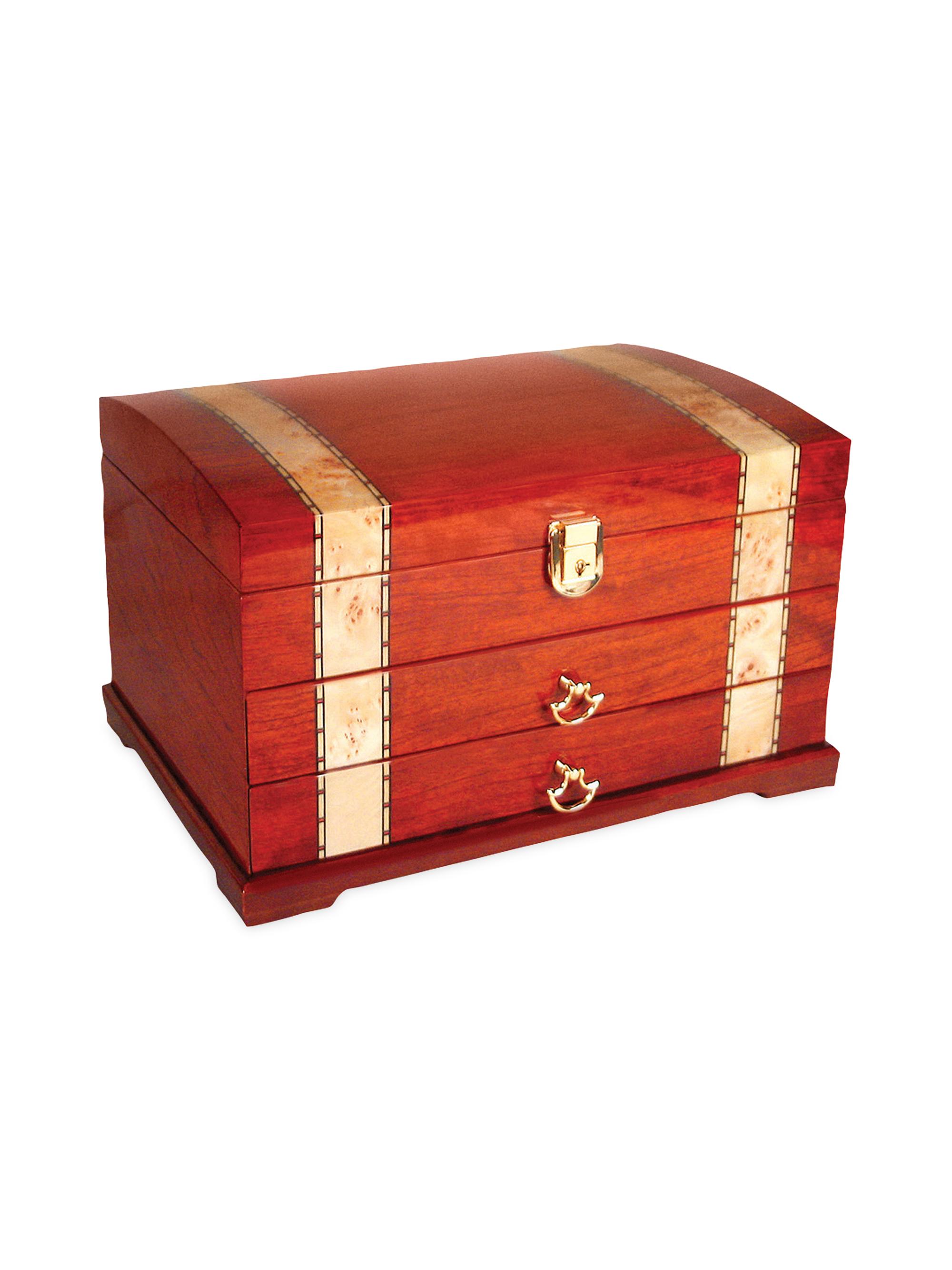 Tizo Inlaid Wood Jewelry Chest - Brown