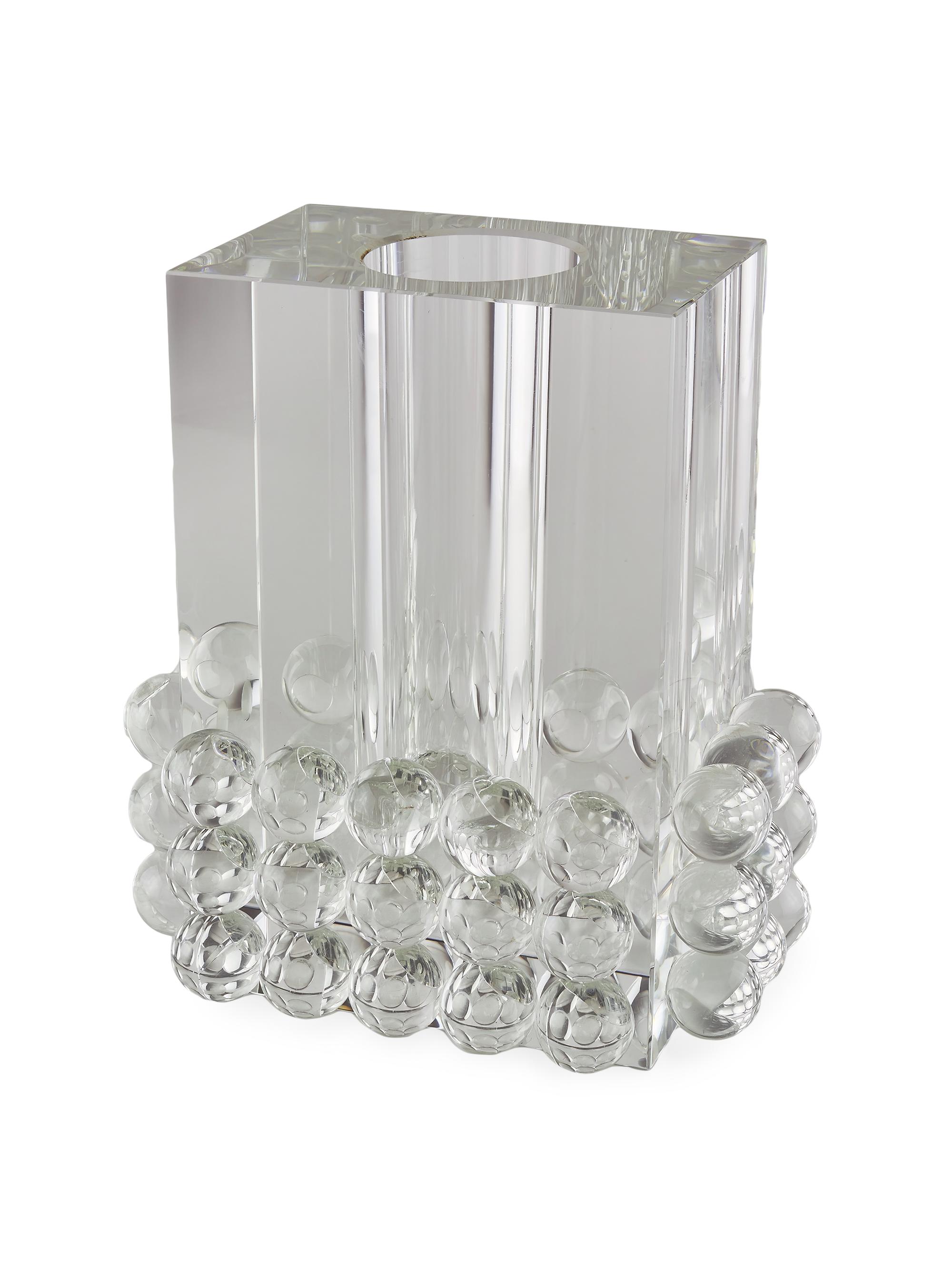 Tizo Crystal Square Bubble Vase - Clear
