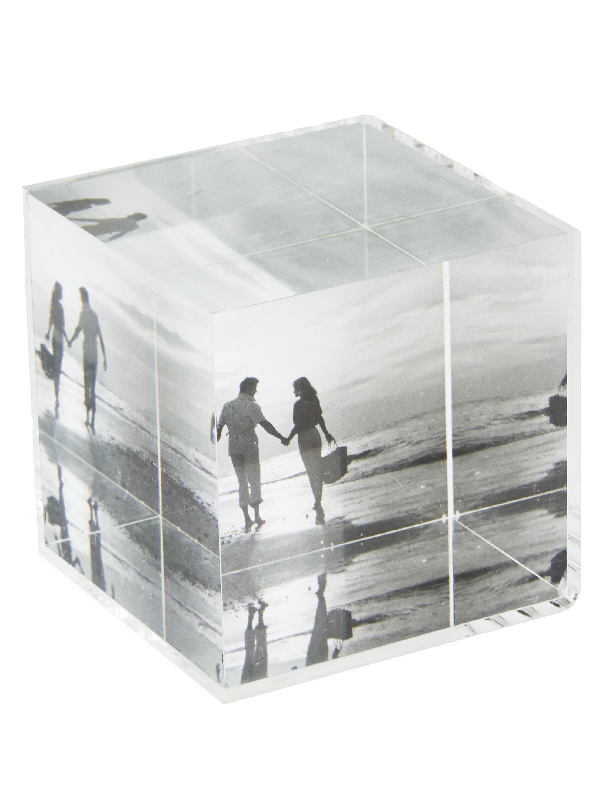 Clear Lucite Cube Paperweight Frame