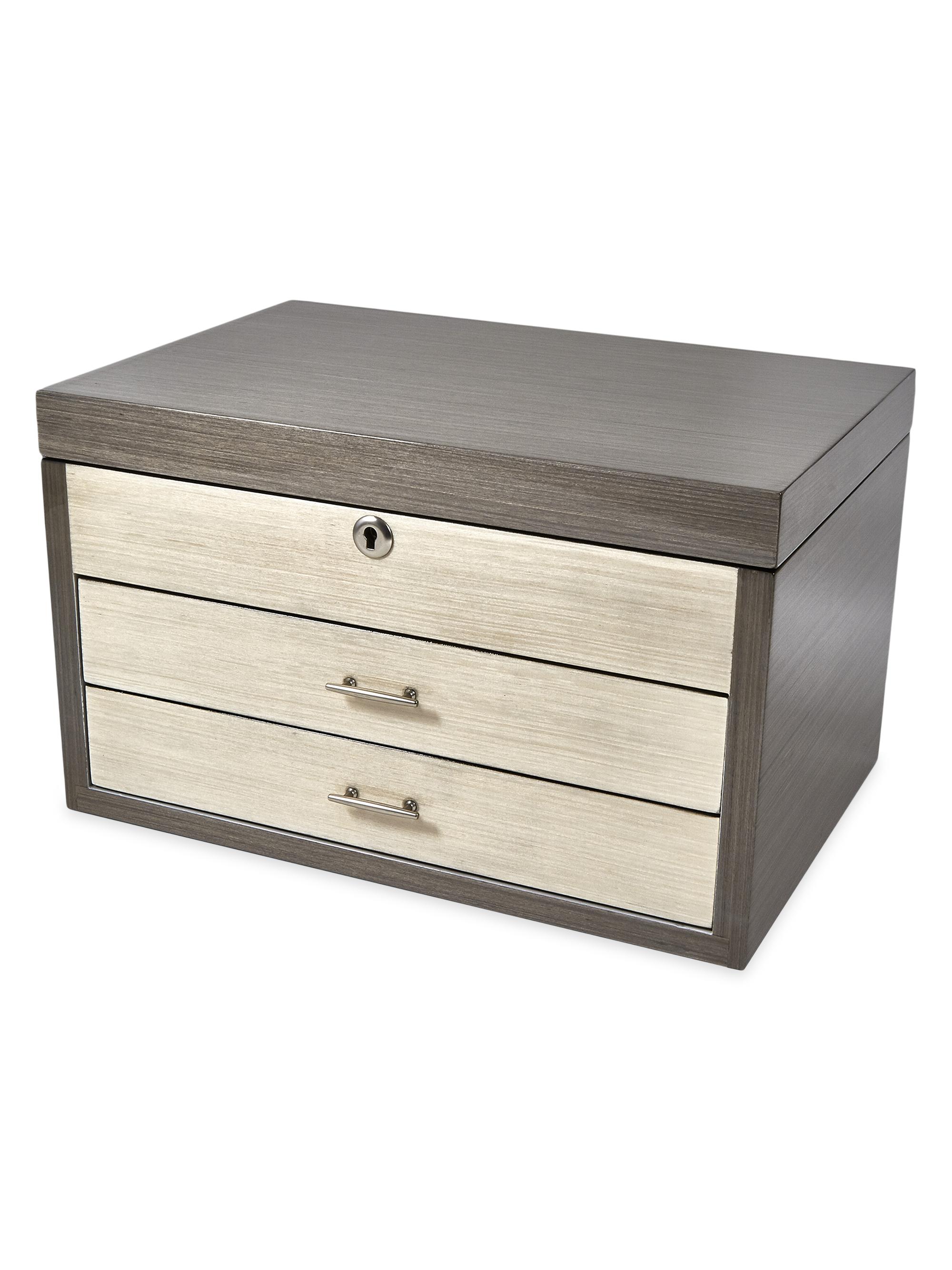Tizo Wood Two-Tone Jewelry Box - Natural Gray