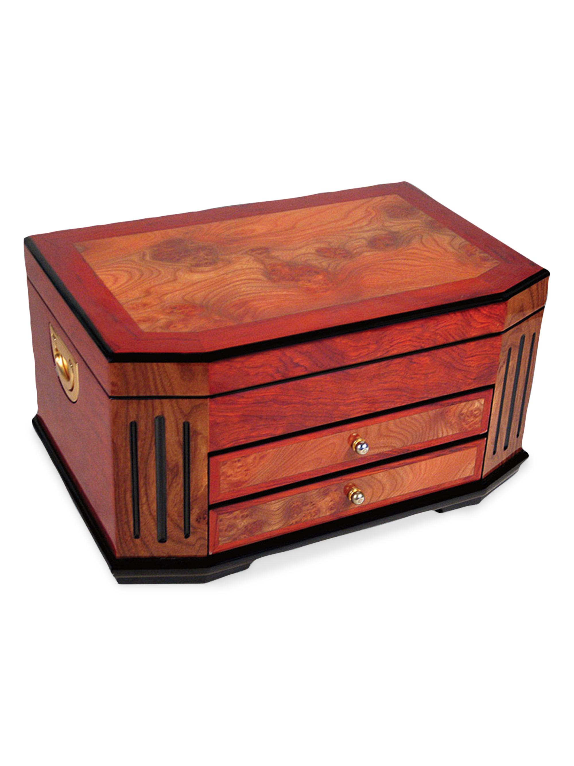 Tizo Inlaid Wood Jewelry Chest - Brown