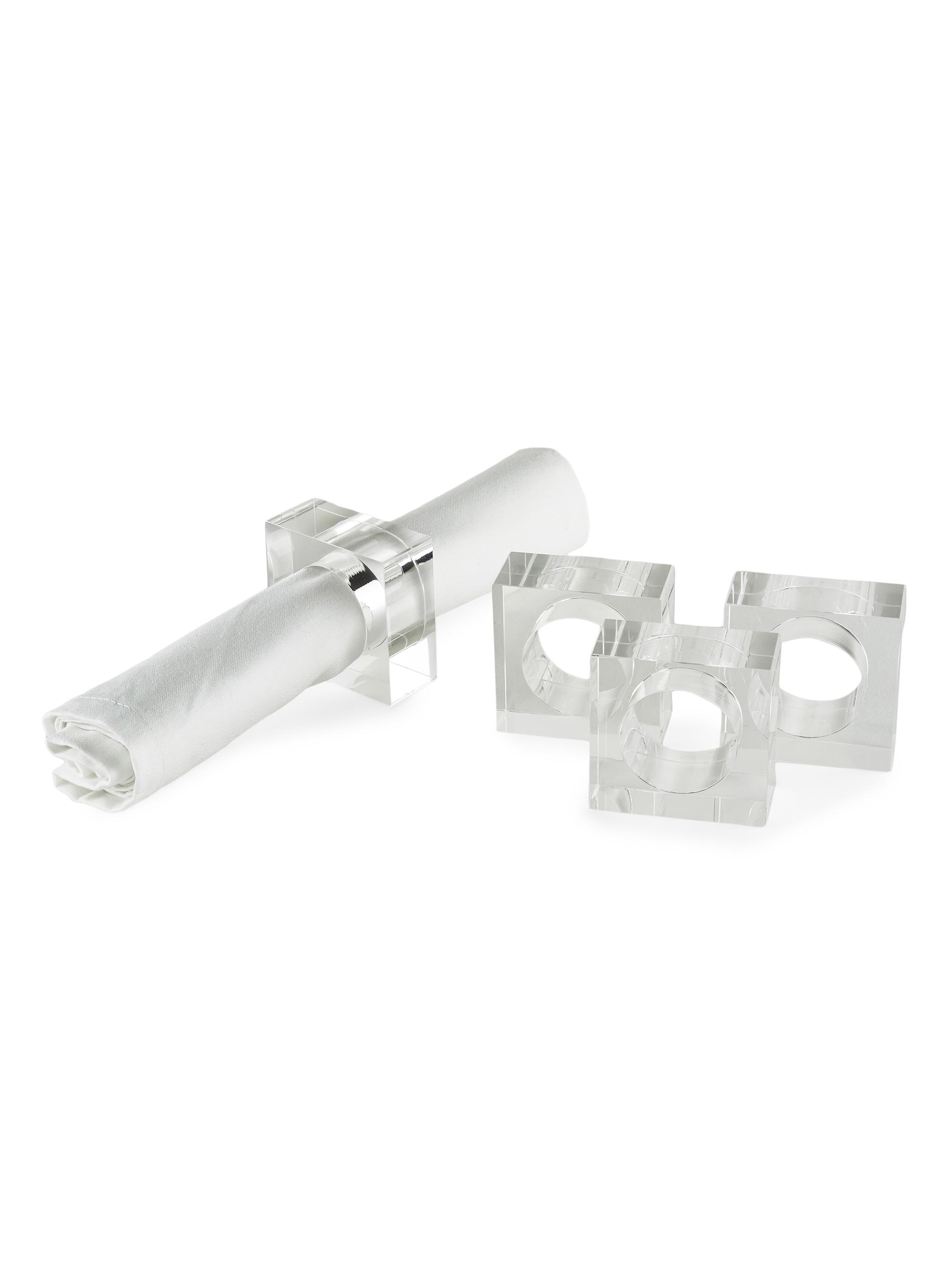 Lucite 4-Piece Square Napkin Ring Set