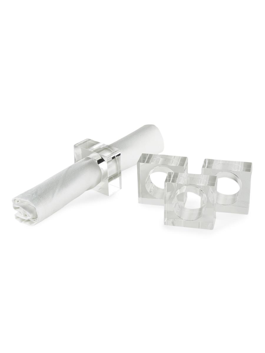 Tizo Lucite 4-Piece Square Napkin Ring Set | Saks Fifth Avenue