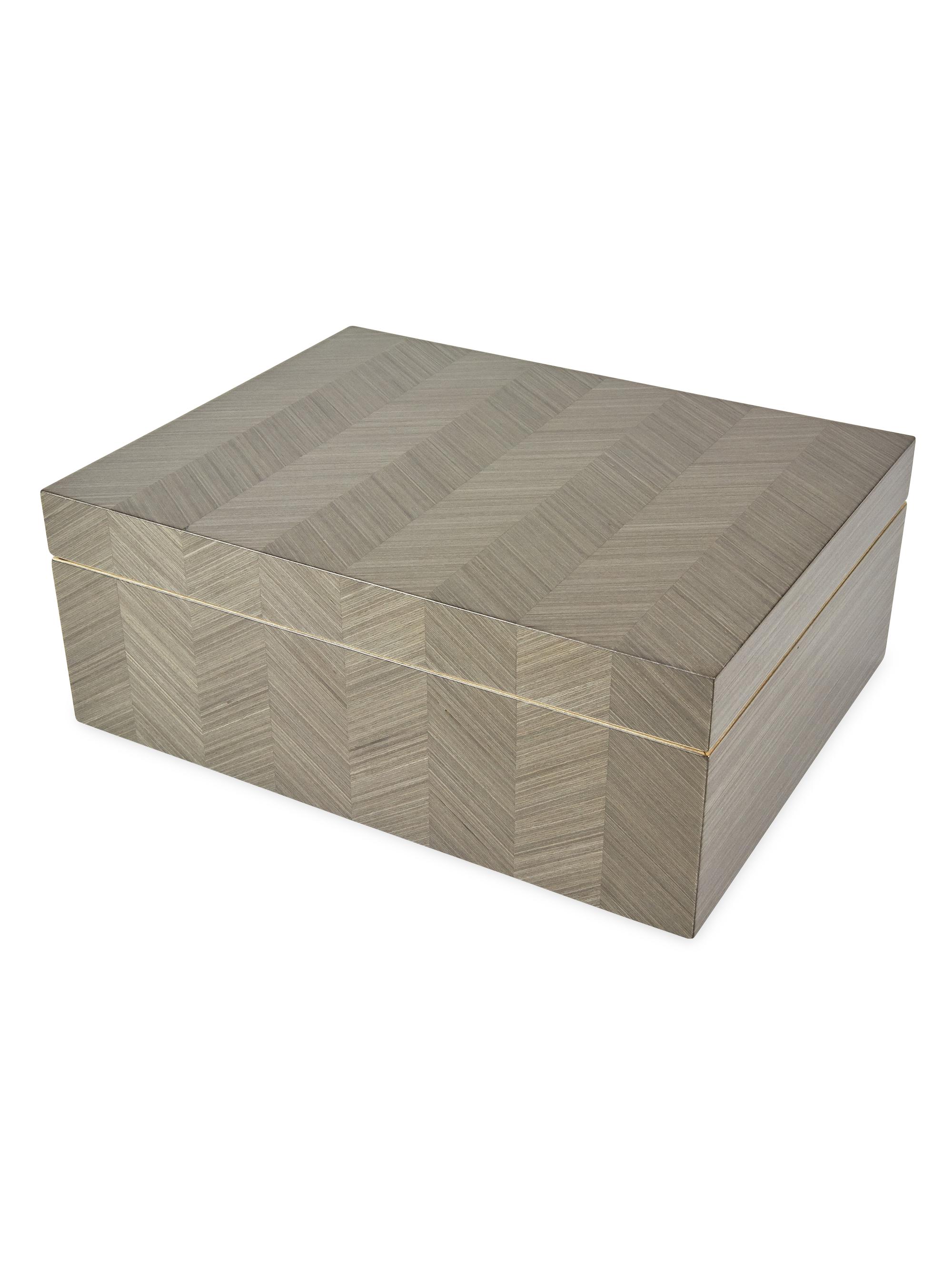 Tizo Herringbone Wood Box - Gray 11x8.5x4.2