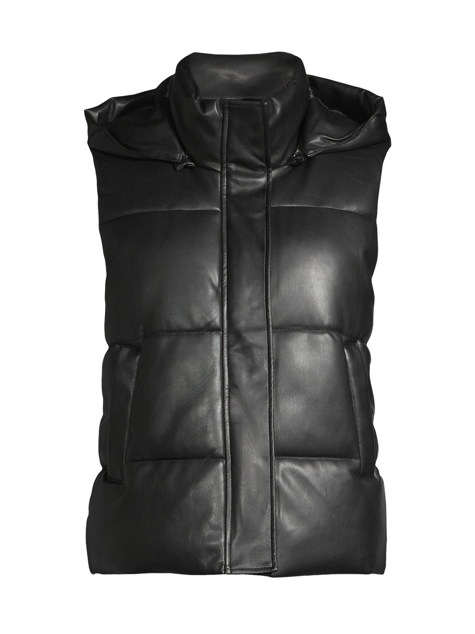 Apparis Women's Rocky Hooded Faux Leather Vest - Noir