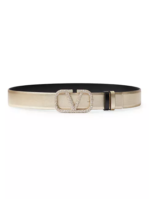 Valentino Garavani Vlogo Signature Leather And Crystal Bracelet