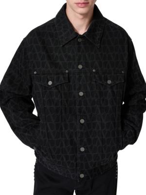 Denim Jacket With All-Over Toile Iconographe Print